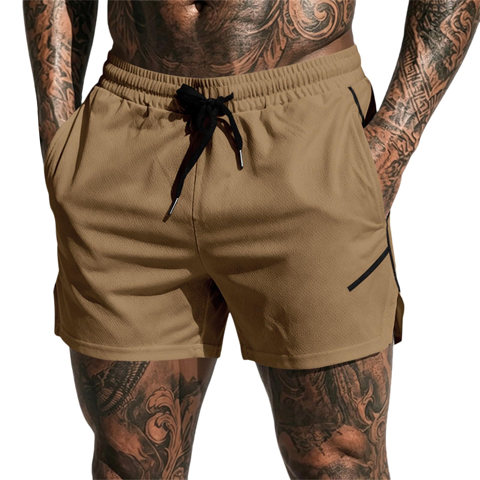 Pantaloncini sportivi da uomo elasticizzati: pantaloni corti ad asciugatura rapida | Pantaloncini da corsa traspiranti, vestibilità ampia, vita elasticizzata, con coulisse, gamba dritta, per jogging