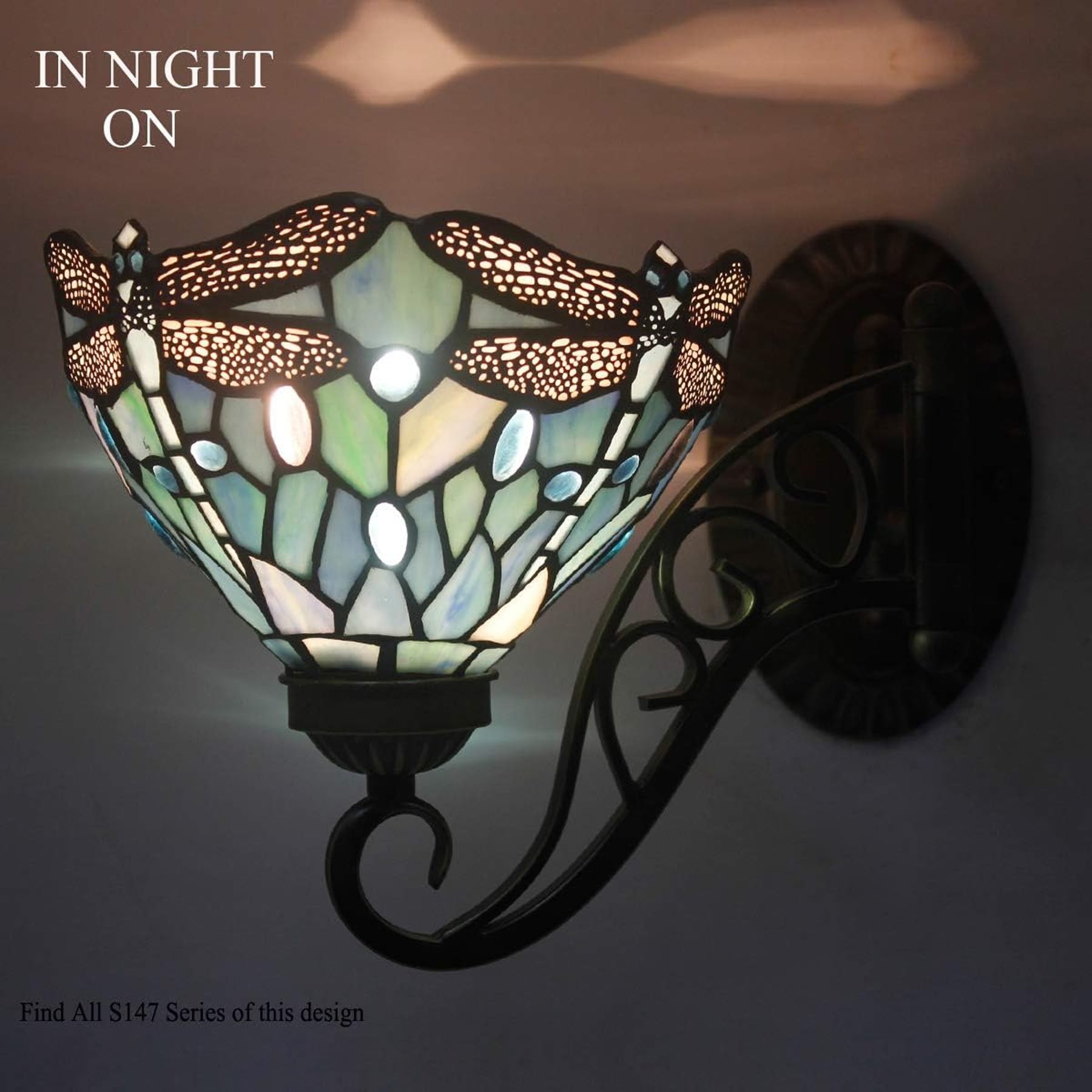 WERFACTORY Tiffany Wall Sconce Lamp Plug in Swing Arm Up Down