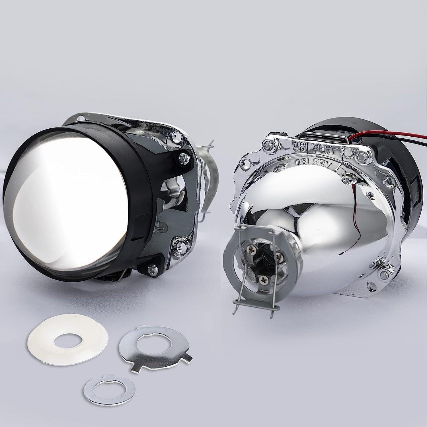 YUFANYA 2.5 Inch H1 8.1 Ver Bixenon Projector Lens High&Low Beam Function with Black Shrouds Mask,Fit for H1 H4 H7 Car Motorcycle Retrofit