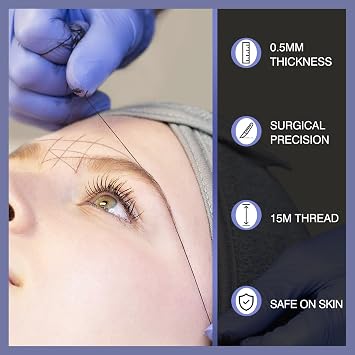 2in1 Dual String Brow Mapping String 2 x 100 Ft - 60 m Pre-Inked Eyebrow Mapping String Thread for Permanent Makeup, Microblading Supplies Marking Symmetrical Brows Black & White