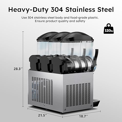 Miniatura 14 de Máquina comercial de granizado 24L Máquina de bebida congelada de doble tanque 1050 W de acero inoxidable Margarita Wine Slush Smoothies Maker