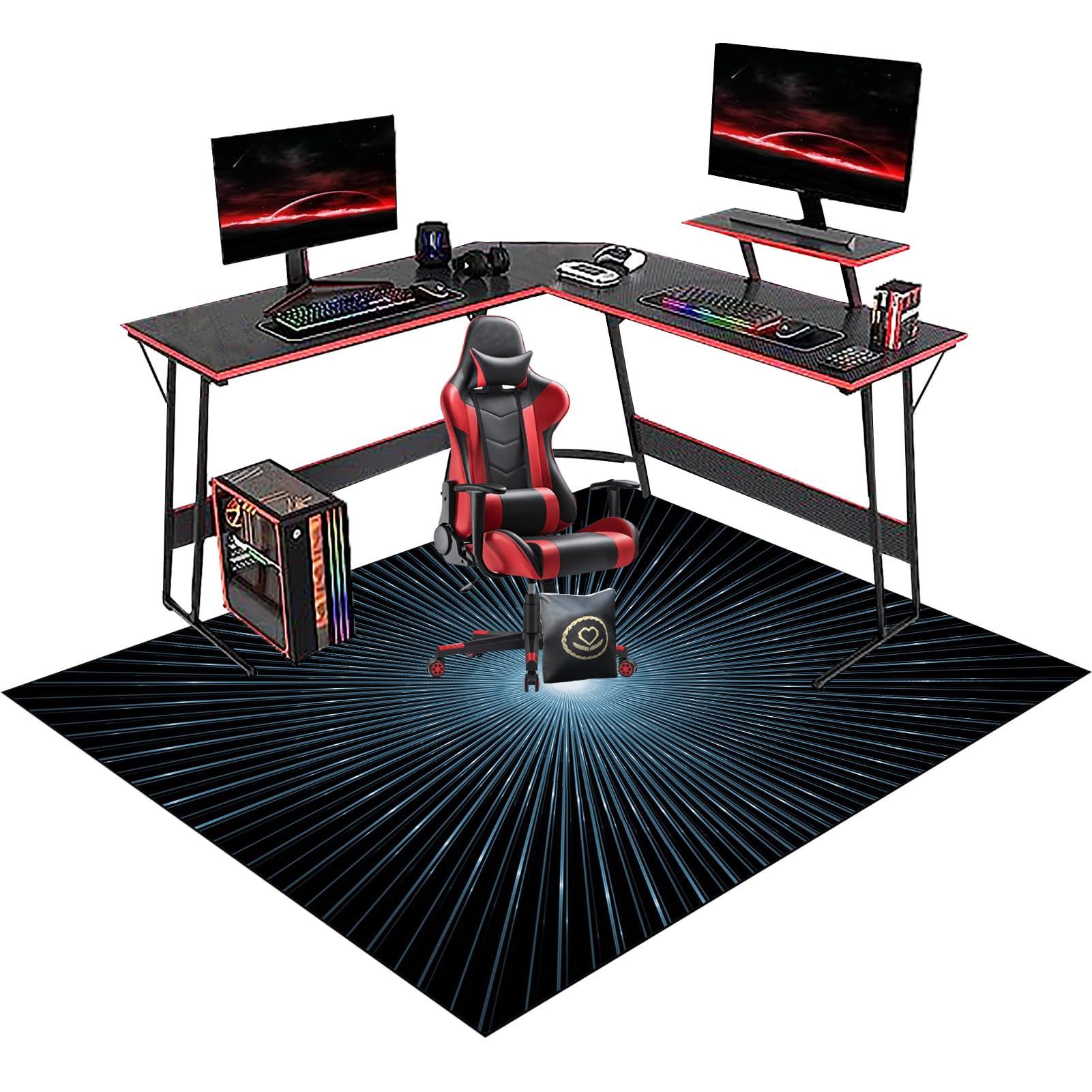 RxiBeFuw Gaming Chair Mat Non-Slip Protective, Office Chair Mats for Parquet, Office Carpet Protector Chair Mat, Floor Protector for Office Chair, Office Chair Mat for Hardwood Floor 60 x 90 cm