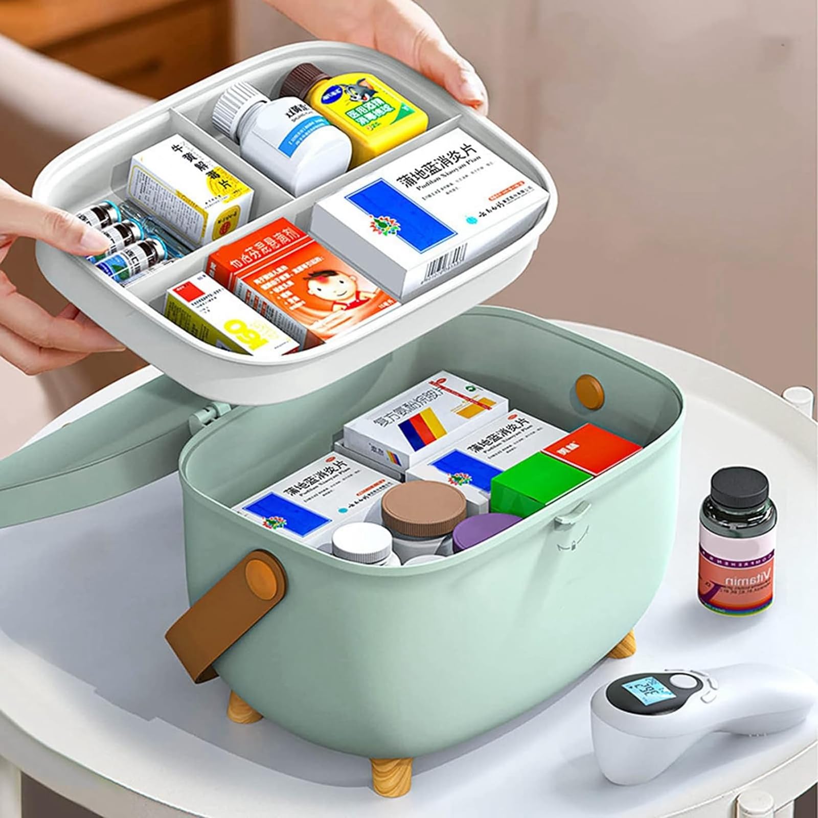 Scatola medicinali, Porta medicine casa scatola, 2 strati Scatola per medicinali, multifunzione Organizer per medicinali, per pronto soccorso,medicinali,per la casa