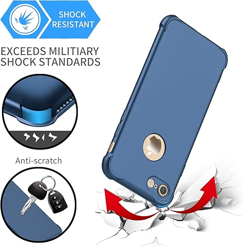 Miniatura 6 de ORETECH Funda compatible con iPhone 78, con 2 protectores de pantalla HD de 360 de cuerpo completo de silicona suave TPU duro PC protectora para