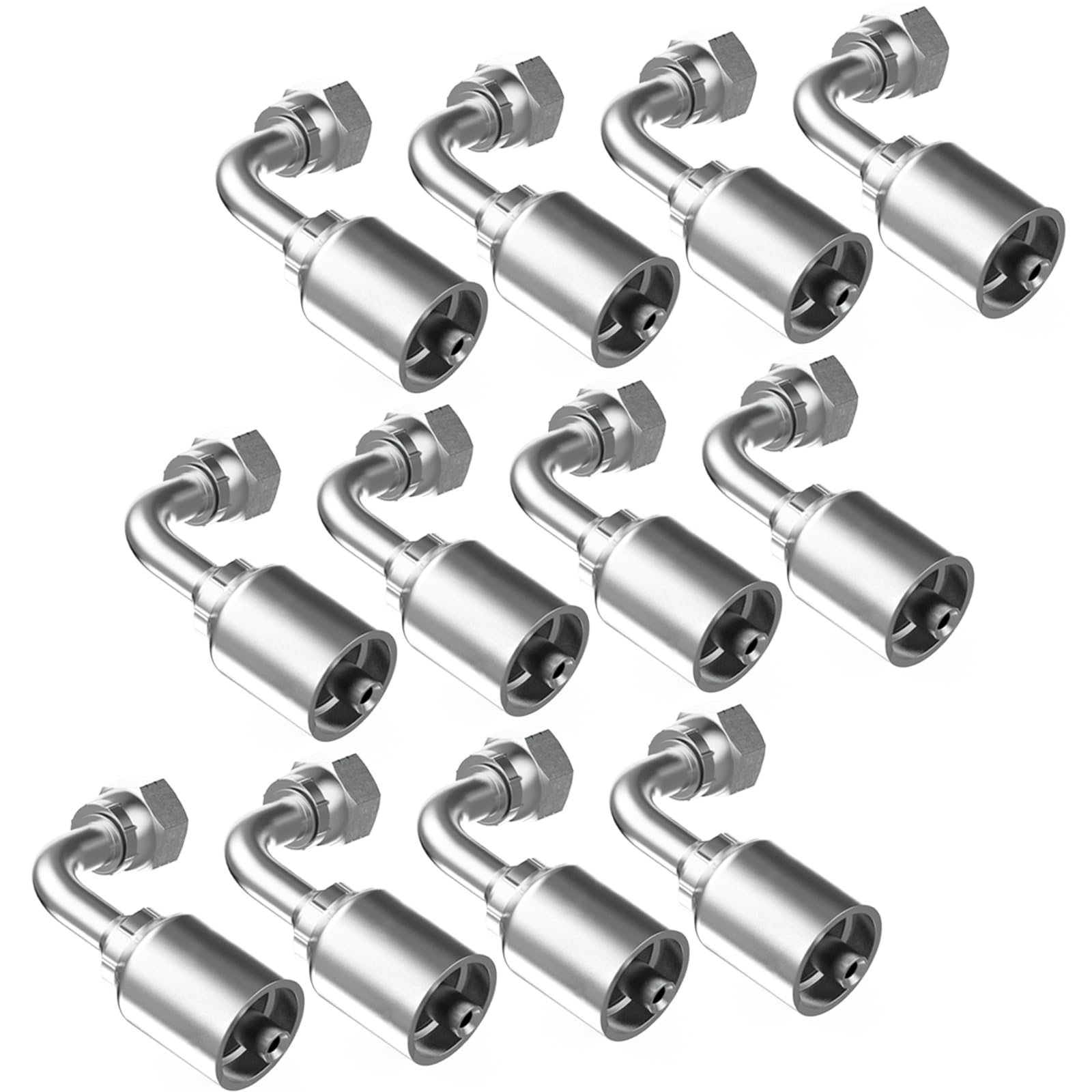 12PCS 1/2" JIC 37° Female Hydraulic Hose Fittings 90° Elbow, Hydraulic Hose Crimp Fitting Ends for Air Hose Repair Kit