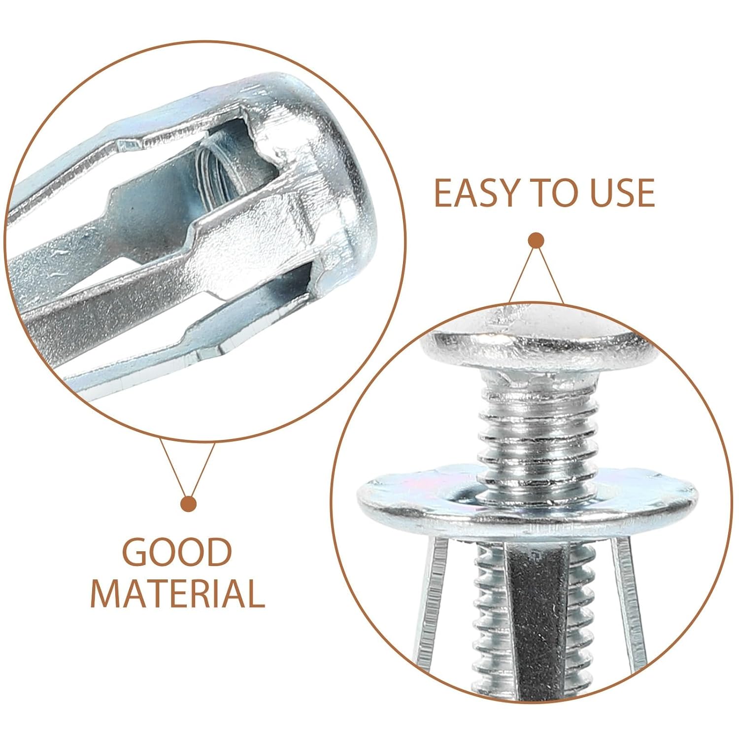 Hollow Door Anchors 150pcs Rivet Nut Inserts Hollow Wall Anchor Bolt Metal Threaded Round Slotted for Hollow Doors