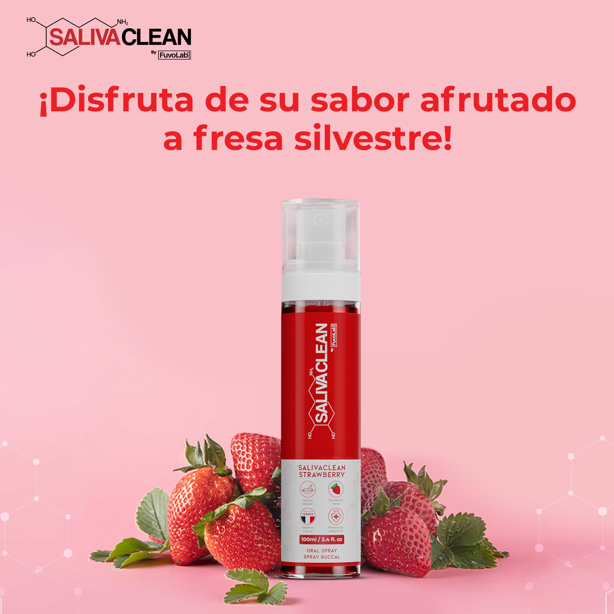 SalivaClean Anti-THC Spray Bucal 100 ml Fresa | Detox Salival Instantáneo | Limpiador Bucal y de Saliva | Spray Detox Anti THC