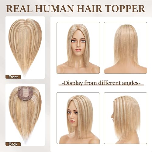 Miniatura 3 de Rich Choices 100% cabello humano Remy, base de seda, postizo superior para mujer, clip en la parte superior hecha a mano, 120% de densidad, parte