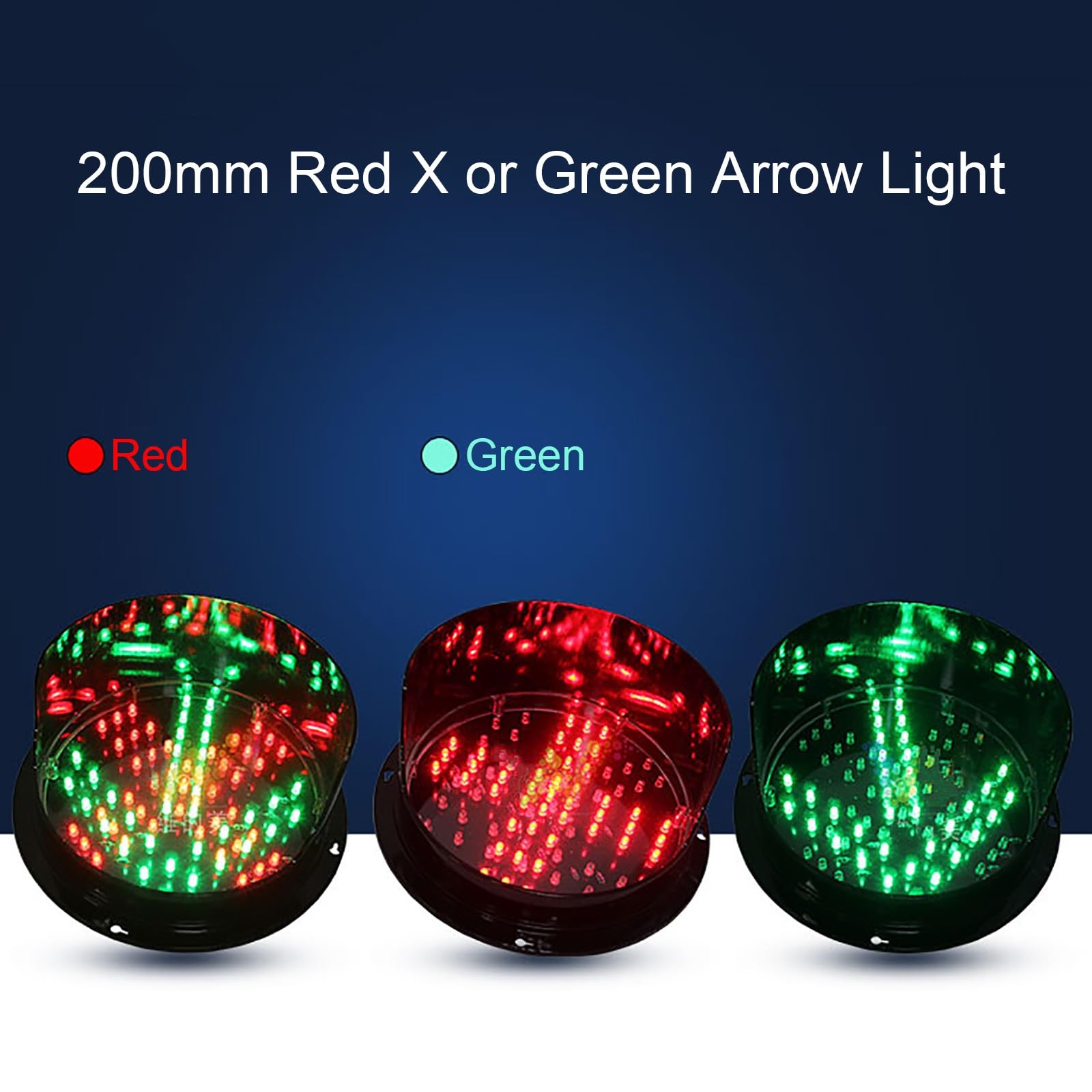 Czerwono-zielona sygnalizacja świetlna LED, Ф200mm(8 cali) Lampka sygnalizacyjna Czerwonego Krzyża i Zielonej Strzałki, Lampka LED Stop and Go 2 w 1, wodoodporność IP65, do dróg, punktów poboru opła