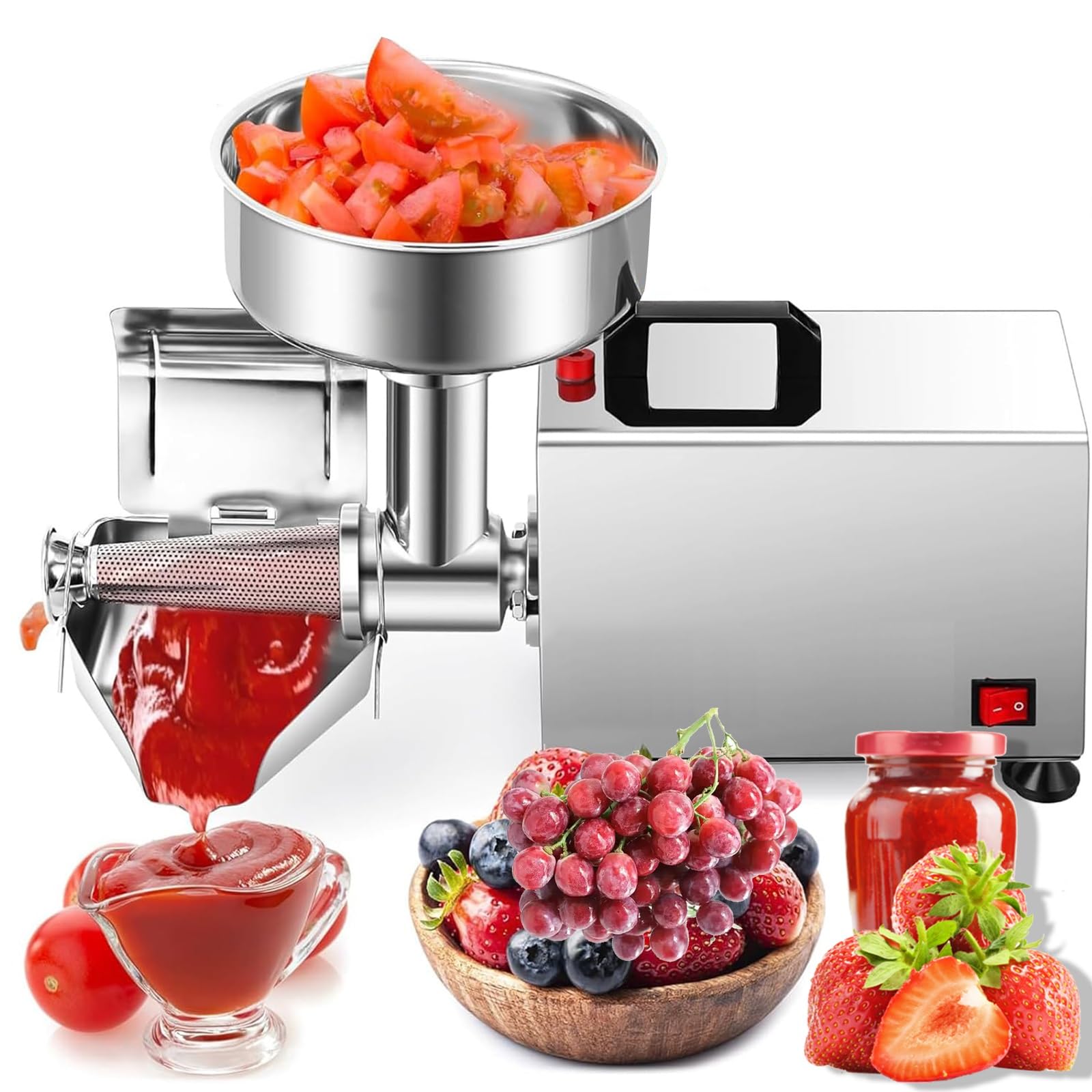 Macchina per colino per pomodoro, colino elettrico in acciaio inox | Per alimenti e salse, pressa per frutta per inscatolare passate di pomodoro, salse e altro ancora