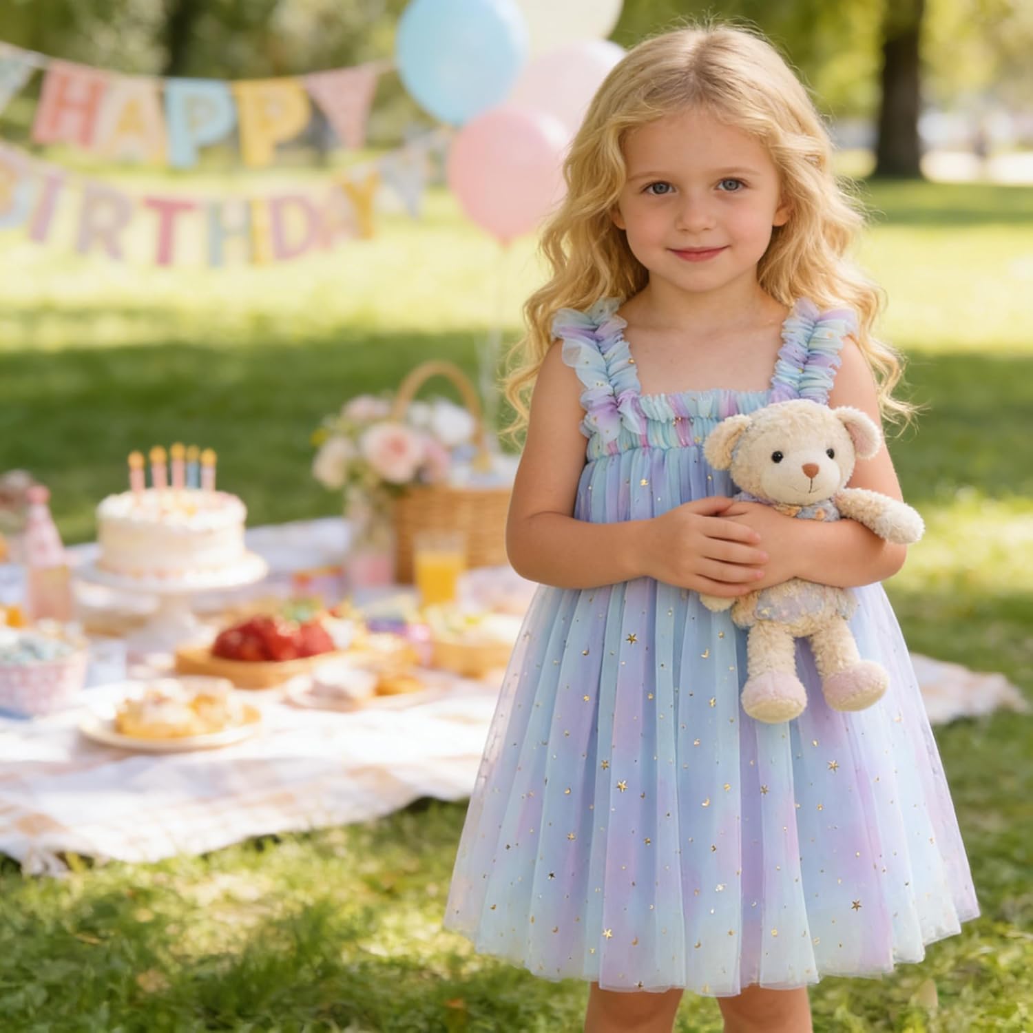 AGQT Baby Girls Tulle Tutu Dress Birthday Party Tulle Babydoll Dresses Size 6M-5T