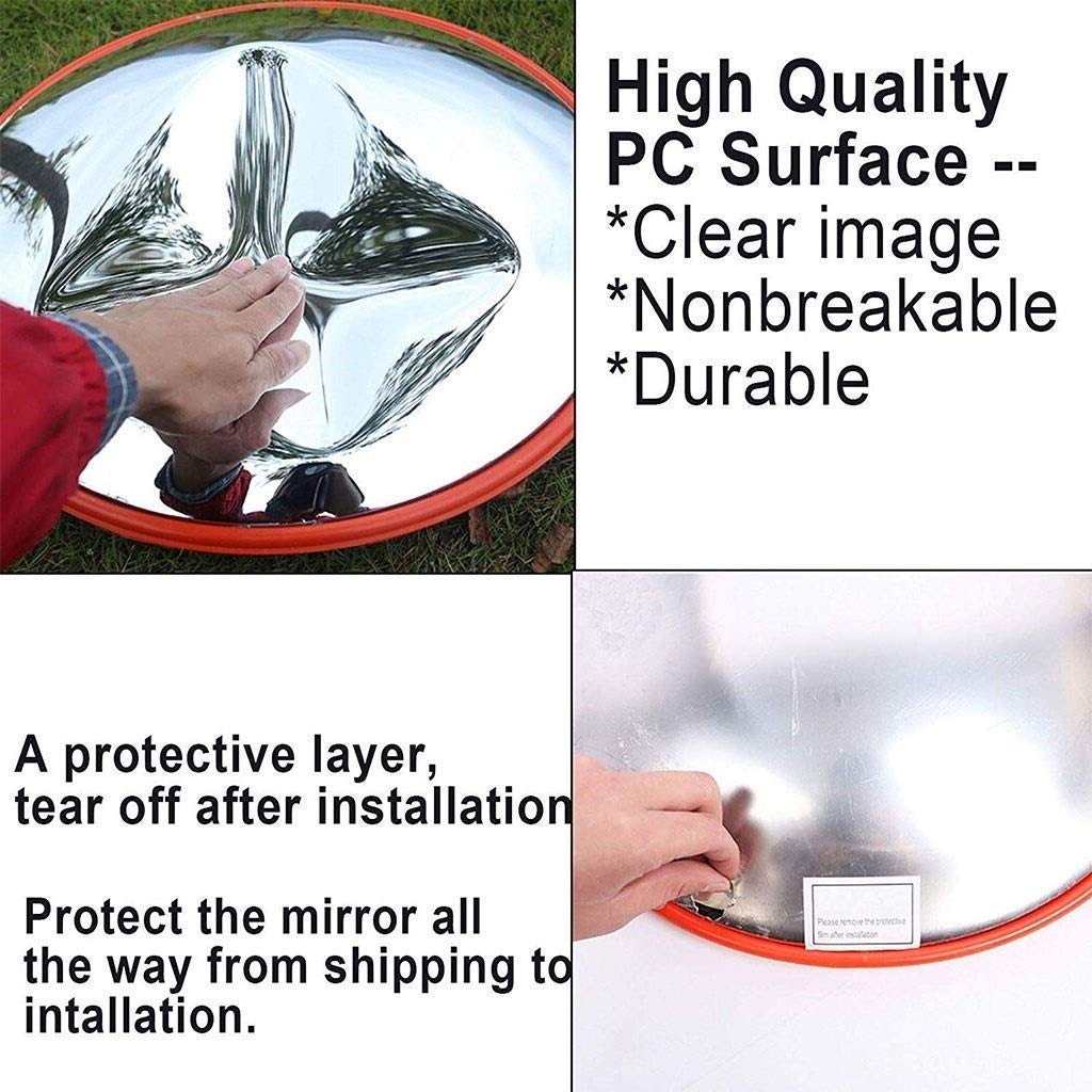 Miroir de sécurité routière Miroirs de Surveillance de sécurité panoramiques convexes pour Garage extérieur intérieur pour la sécurité routière du Magasin (Taille: 80 cm)