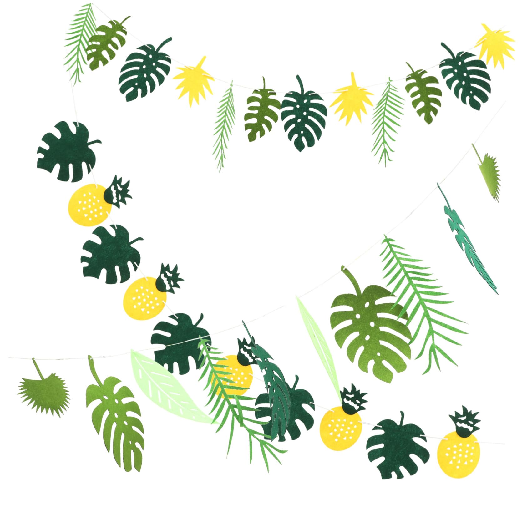 HANABASS 5sätze Tropisches Palmblätter Banner Teiliges Für Hawaiianische Themenpartys Inklusive Großer Und Kleiner Sowie Ananas-Design Aus Geruchlosem Filz Für Sommerfeste Und