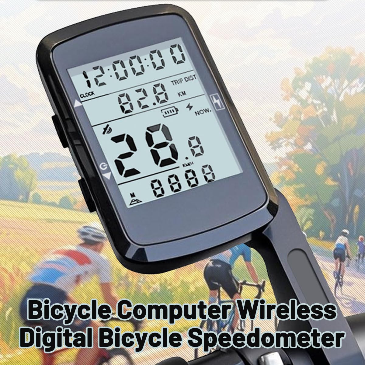 Computer per bicicletta wireless, tachimetro digitale per bicicletta, schermo LCD retroilluminato da 2,4 pollici, contachilometri per mountain bike e bici da strada