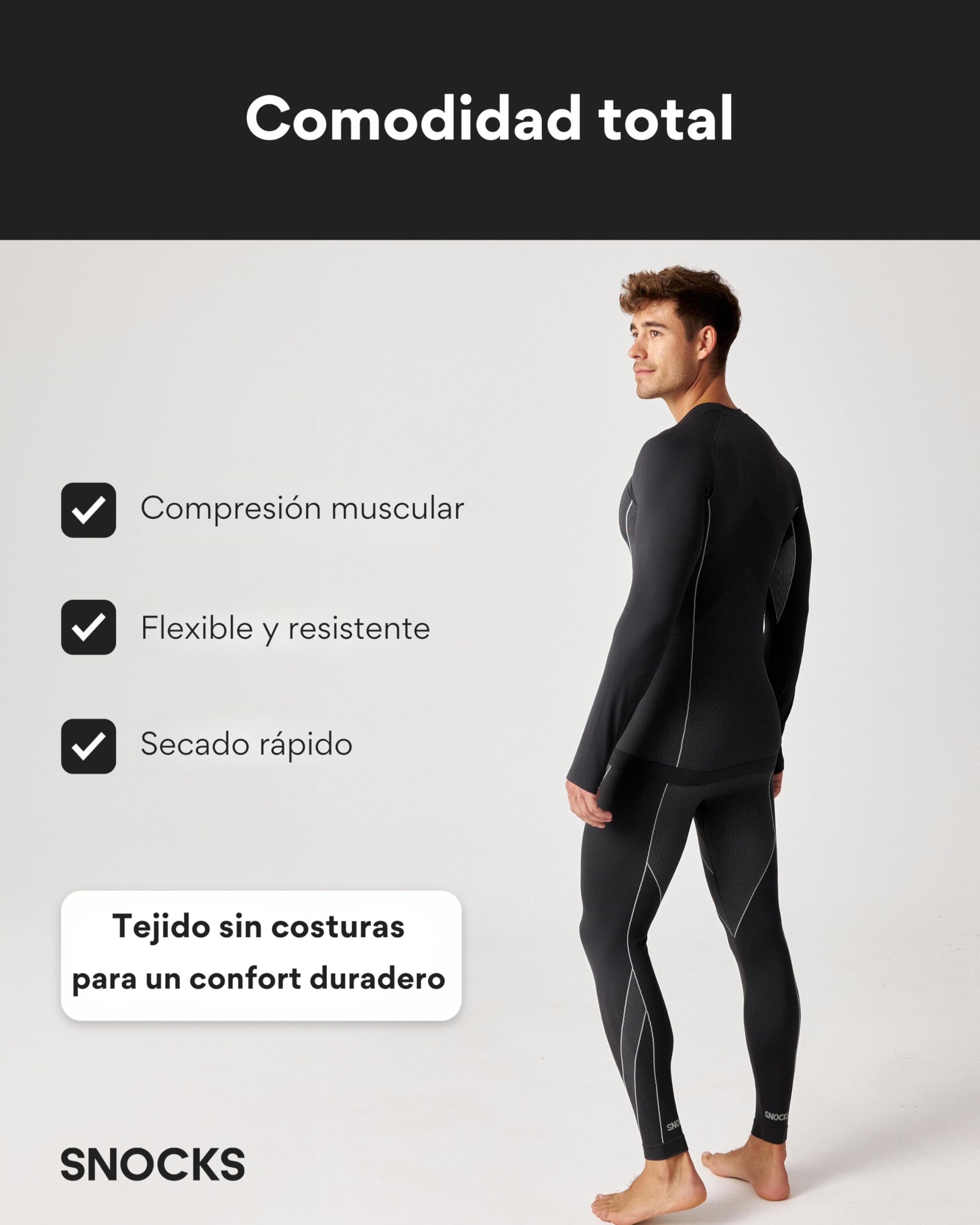 Snocks Ropa Interior Térmica Hombre - Conjunto Térmico Hombre Frío Extremo Talla S-XXL - Ropa Térmica