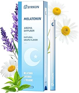 Melatonin Nasal Inhaler, Sleep Support & Stress Relief, Grape Flavor, Extracts of Lavender, L-Theanine and Ashwagandha, Habit Transition, 600 Uses