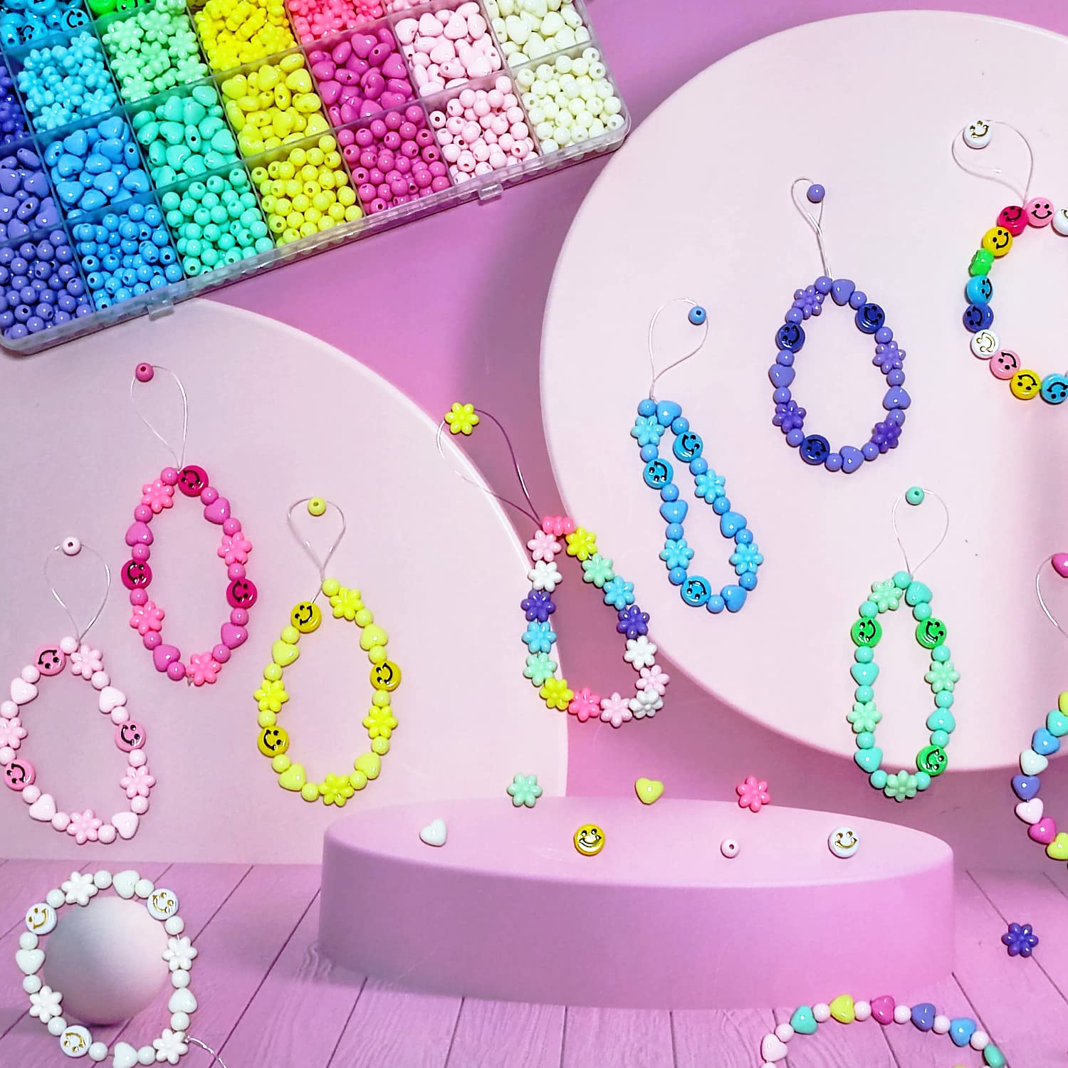 ⭐︎Bead⭐︎ Amazon.com: JJzxwish 1260pcs Acrylic Pastel Beads, 28 Color