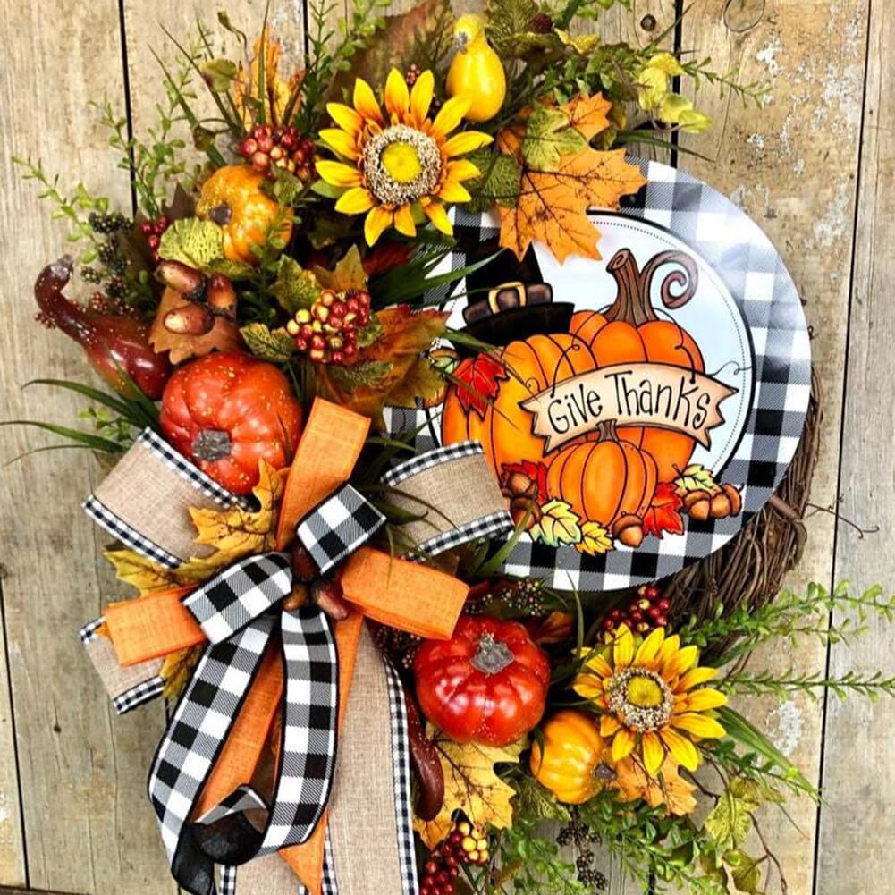 40 cm Herbstkranz for Haustür-Dekoration, Herbst-Ahornblatt-Kürbis-Beeren-Girlande, künstlicher Blumenkranz, Herbstkranz for Thanksgiving, Innen-Kamin-Fenster-Dekoration