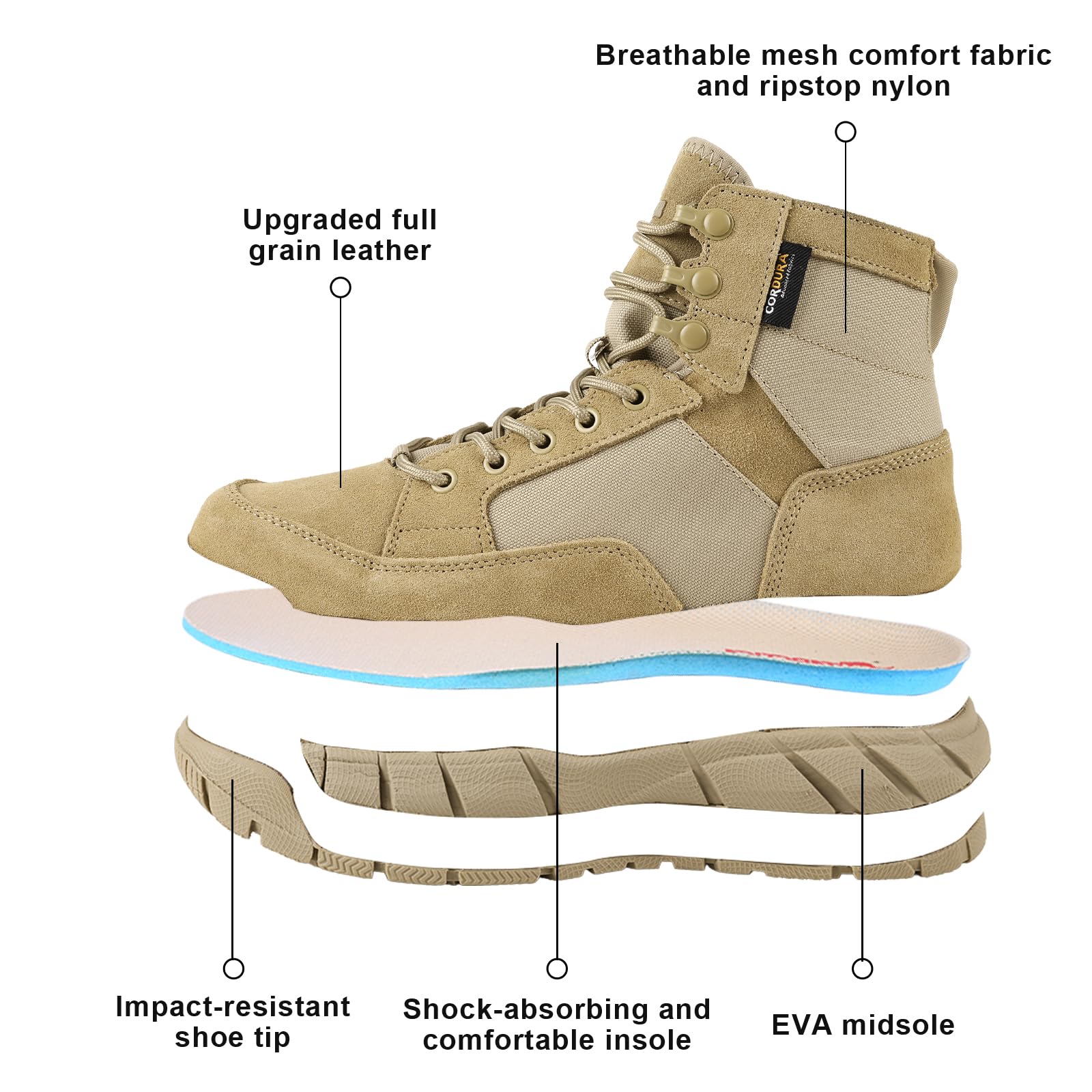 YEVHEV Tactical Schuhe Herren Leichte Militär Stiefel Ultralight Sportschuhe Verschleißfest für Camping Wandern Outdoor