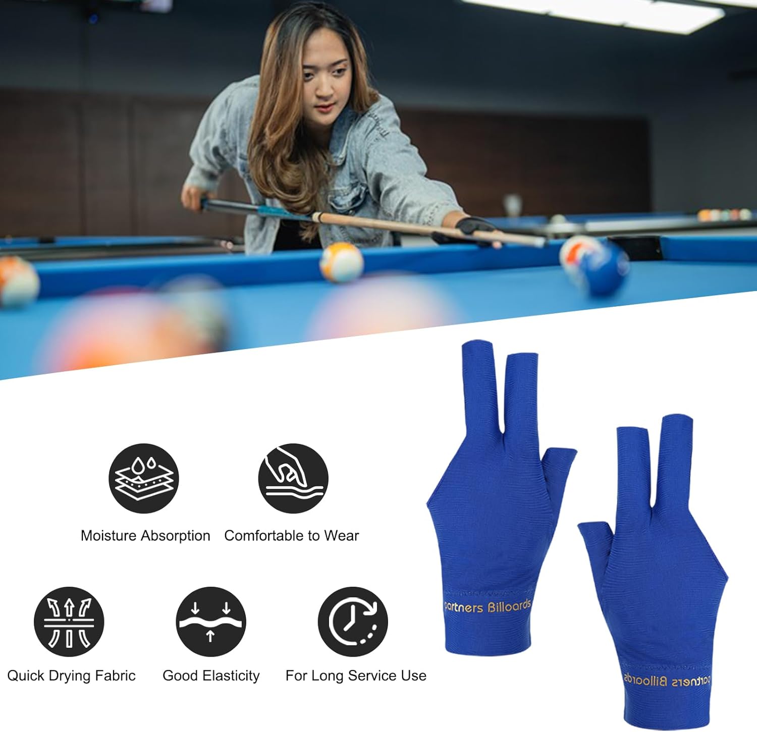 PATIKIL 3 Finger Pool Glove Left Hand, Billiard Gloves Pool Cue Accessories for Shooter Carom Pool Snooker Cue