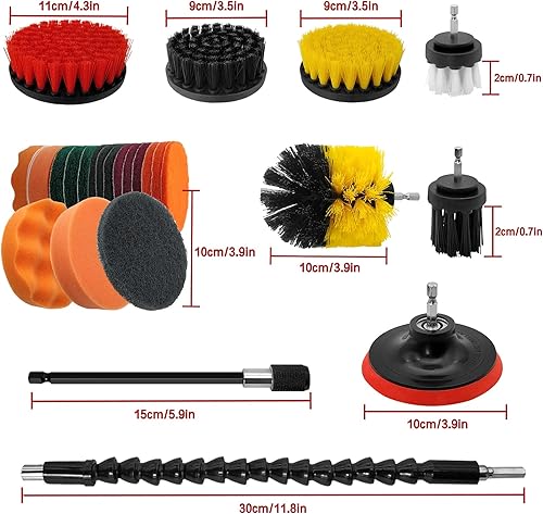 Miniatura 7 de ZLMONDEE Juego de cepillos de taladro multicolor, 6 piezas, incluye cepillos suaves, medianos, rígidos, duros y estropajos para limpieza del hogar
