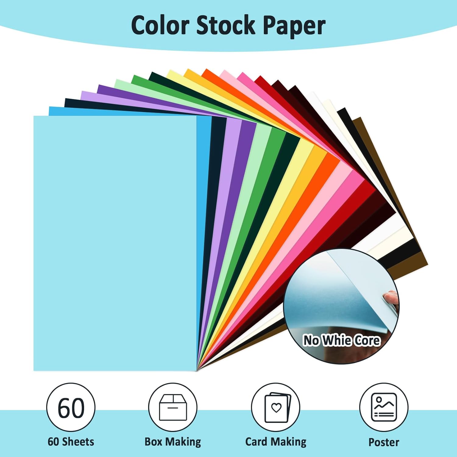 11x17 Large Cardstock A3 Color Paper Colored Card Stock 60 Sheets Multi-Color Poster Sheets 20 Colors 80lb Thick Printer Paper Display Board for Art and Crafts, Exhibits