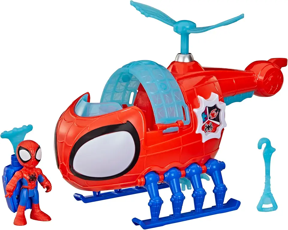 Marvel Spidey and His Amazing Friends Team Spidey Copter, 7.6-cm (3 inch) Action Figure & Toy Vehicle with Projectile, Super Hero Toys, Ages 3+, Red