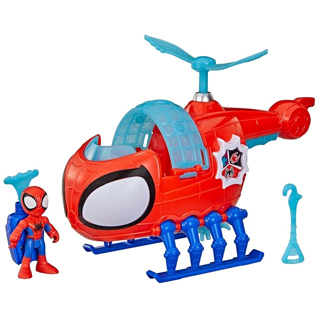 Marvel Spidey and His Amazing Friends, Spidey-Cóptero, Figura de acción de 7,6 cm y vehículo de Juguete