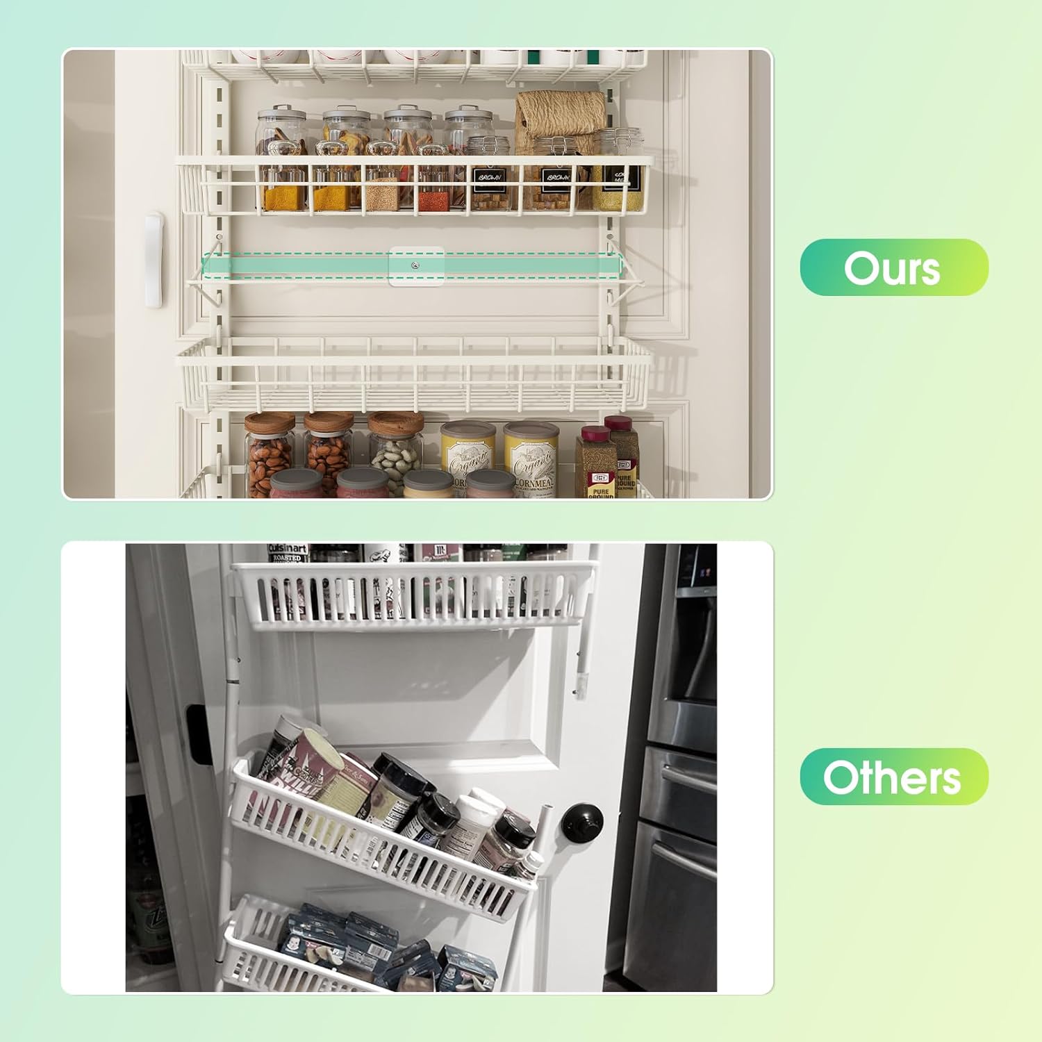 Mefirt 12 Inch Wide Narrow Over The Door Pantry Organizer, Pantry Organization and Storage, Black Metal Hanging Deep Basket Wall Spice Rack Seasoning Shelves, Home & Kitchen Essentials, Apartment
