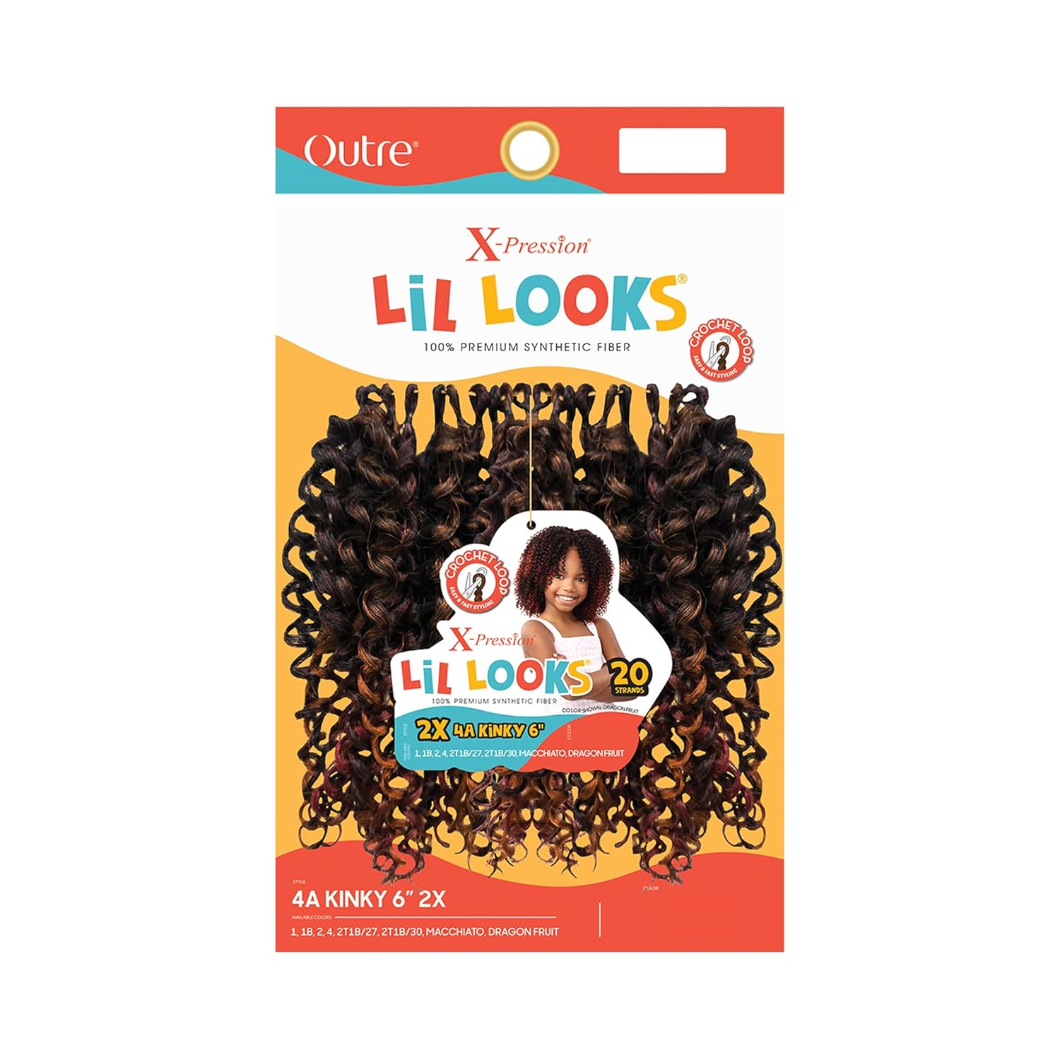 Outre Crochet Braid X-Pression Lil Looks 2X 4A KINKY 6" (5-Pack, MAC)