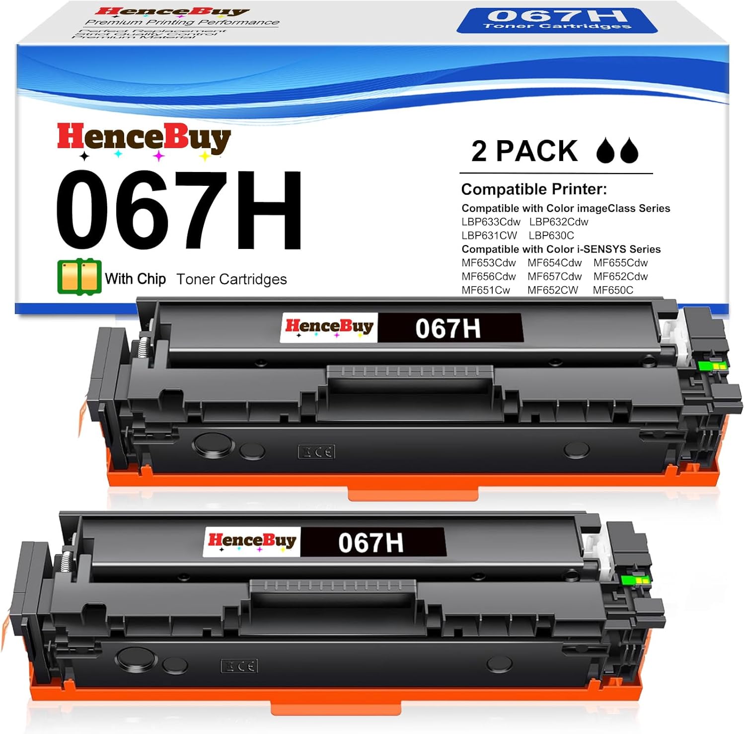 2 Pack - 067H Black Toner Cartridge Replacement for Canon 067H 067 Toner Cartridge High Yield for Color imageCLASS MF656Cdw MF654Cdw MF653Cdw LBP631Cw LBP632Cdw MF650C LBP630C Series Printer