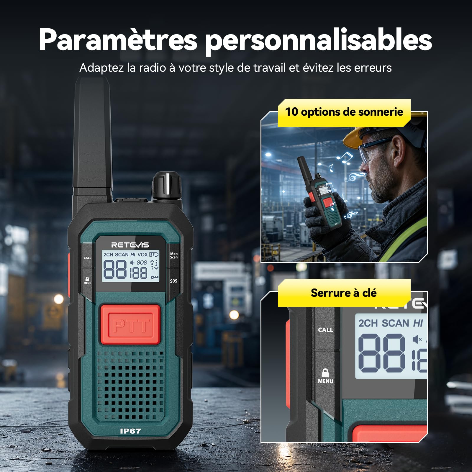 Retevis RB648 Talkie Walkie Robuste, Radio Bidirectionnelle,MIL-STD-810H