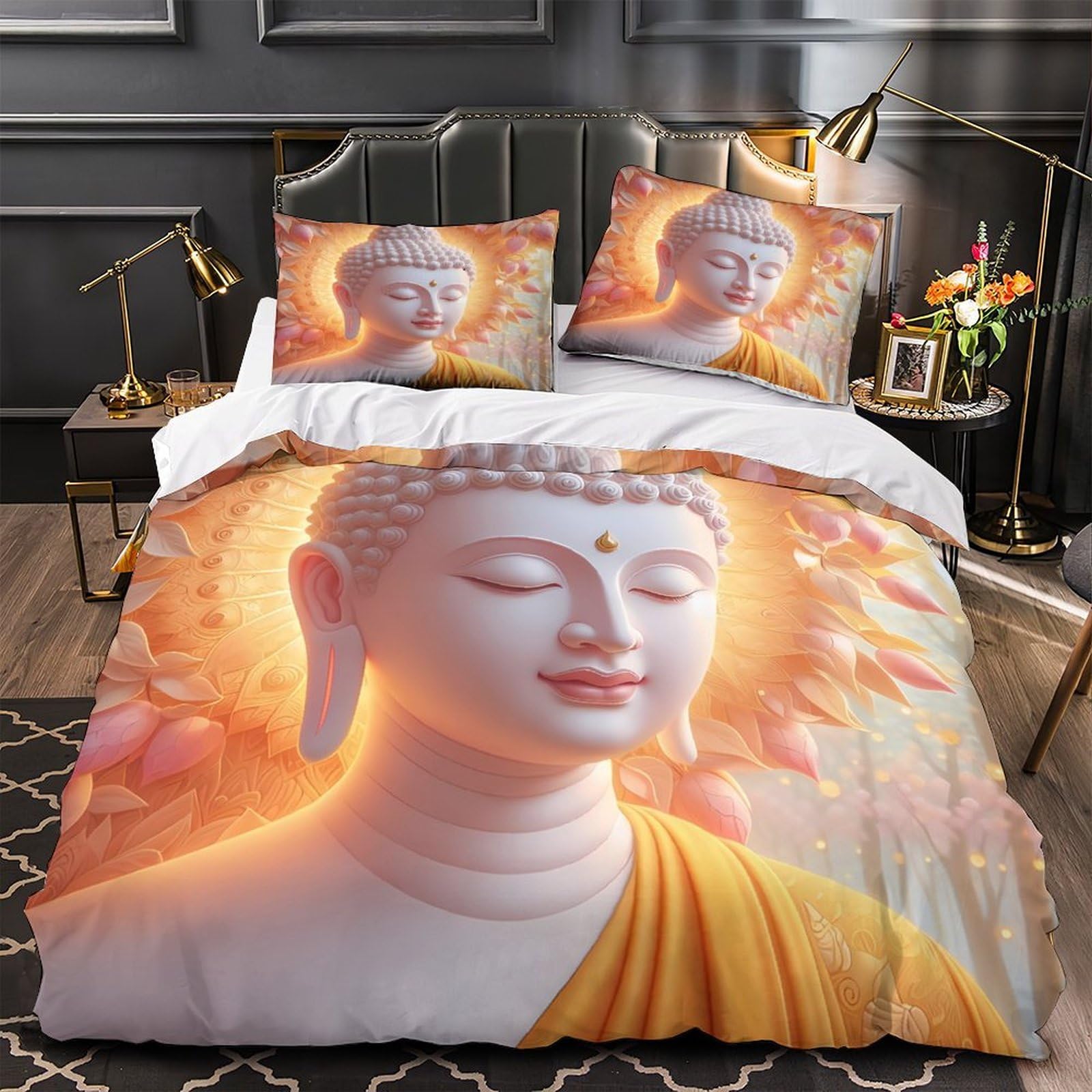 Housse de couette effet ultra doux Bouddha 140x200cm aux finitions haut de gamme