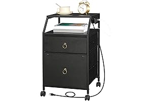 HOOBRO Rolling Storage Filing Cabinet Printer Stand with Charging Station Office Desk...