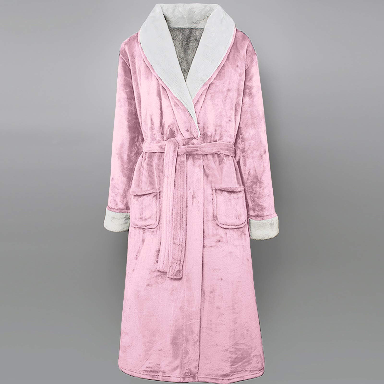 Peignoir De Bain Femme Polaire Corail éPaissie Long, Chemise De Nuit Grande Taille à Manches Longues, Robe De Chambre Capuche avec Poches, Doux Et Confort VêTements De Nuit Femme Automne Hiver