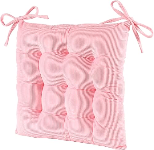 Miniatura 2 de HLOVME Cojín de silla de corduroy con lazos, ultra suave y cálido, cojín de suelo para niños, rincón de lectura, cómodo cojín cuadrado para asiento