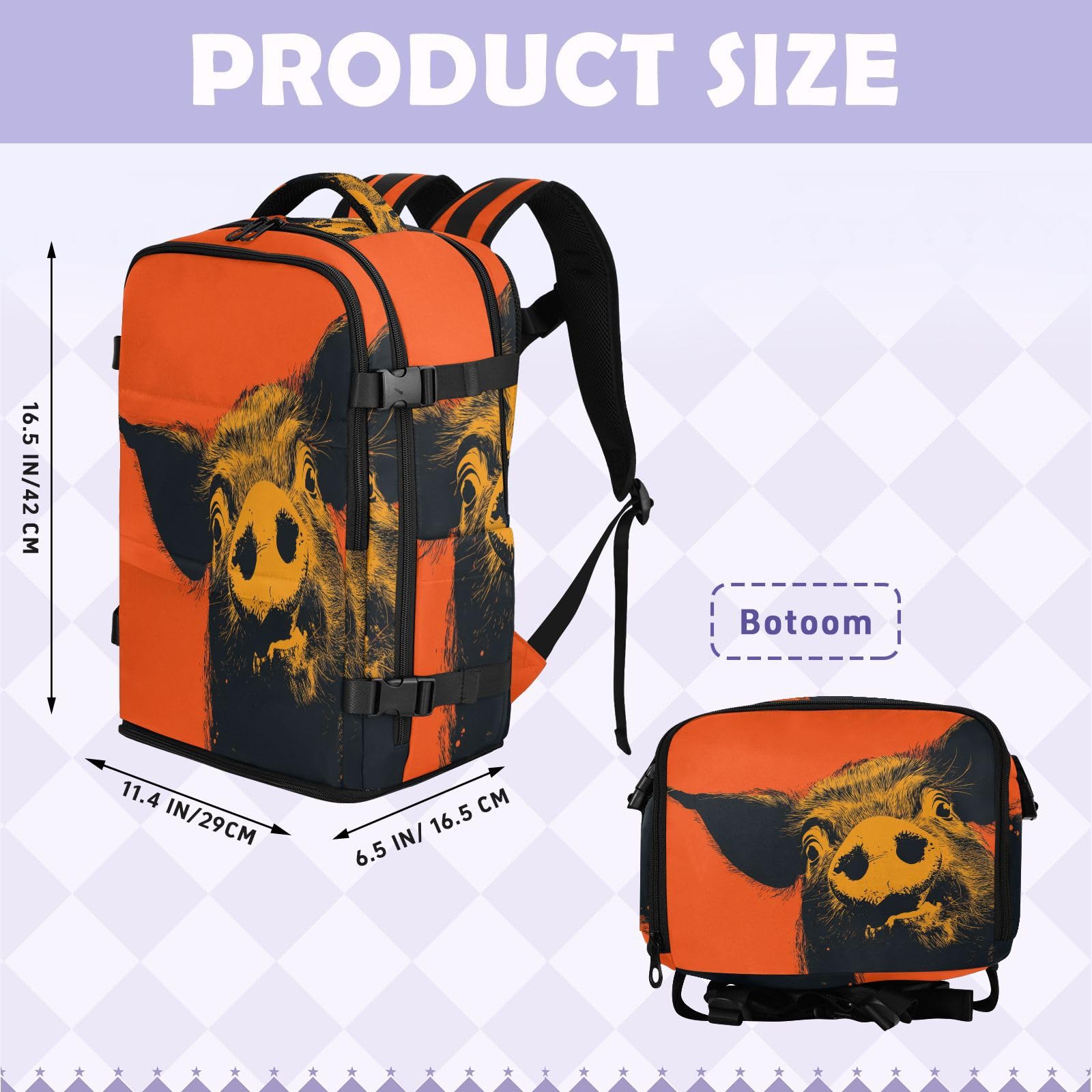 Osobisty plecak przedmiot osobisty torba podróżna do samolotów 20 l | Elegancka torba podróżna antykradzieżowa zabawna świnka niezbędnik podróżny do samolotów mochila de viaje para mujer 20 l