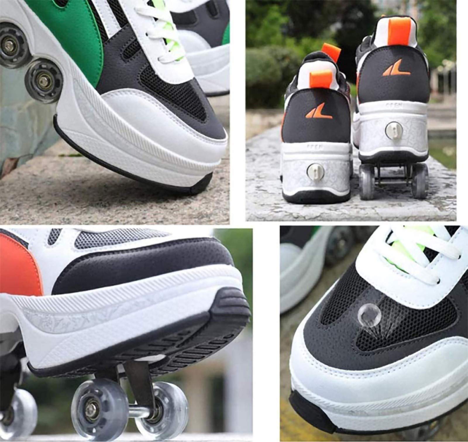Patines Paralelos Multiusos 2 En 1, Patines De Cuatro Ruedas, Patines Para Principiantes De Diseño Elegante, Zapatos Deportivos Unisex Para Niños Adultos Al Aire Libre