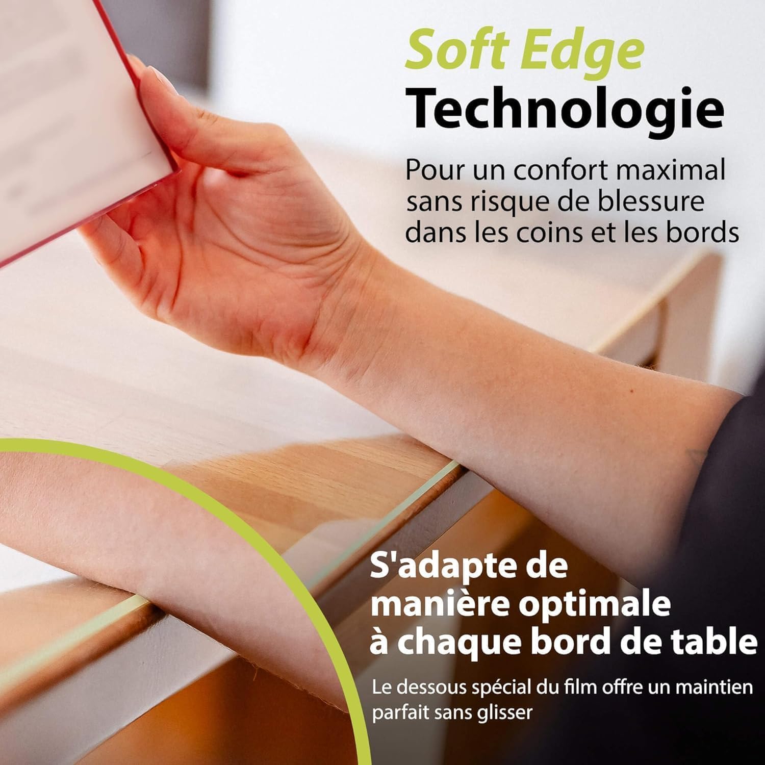 Profolio Film de protection de table rond et transparent avec bord en V biseauté - Nappe transparente brillante pour protection de table - Film transparent de 2 mm pour votre table - Diamètre : 130 cm