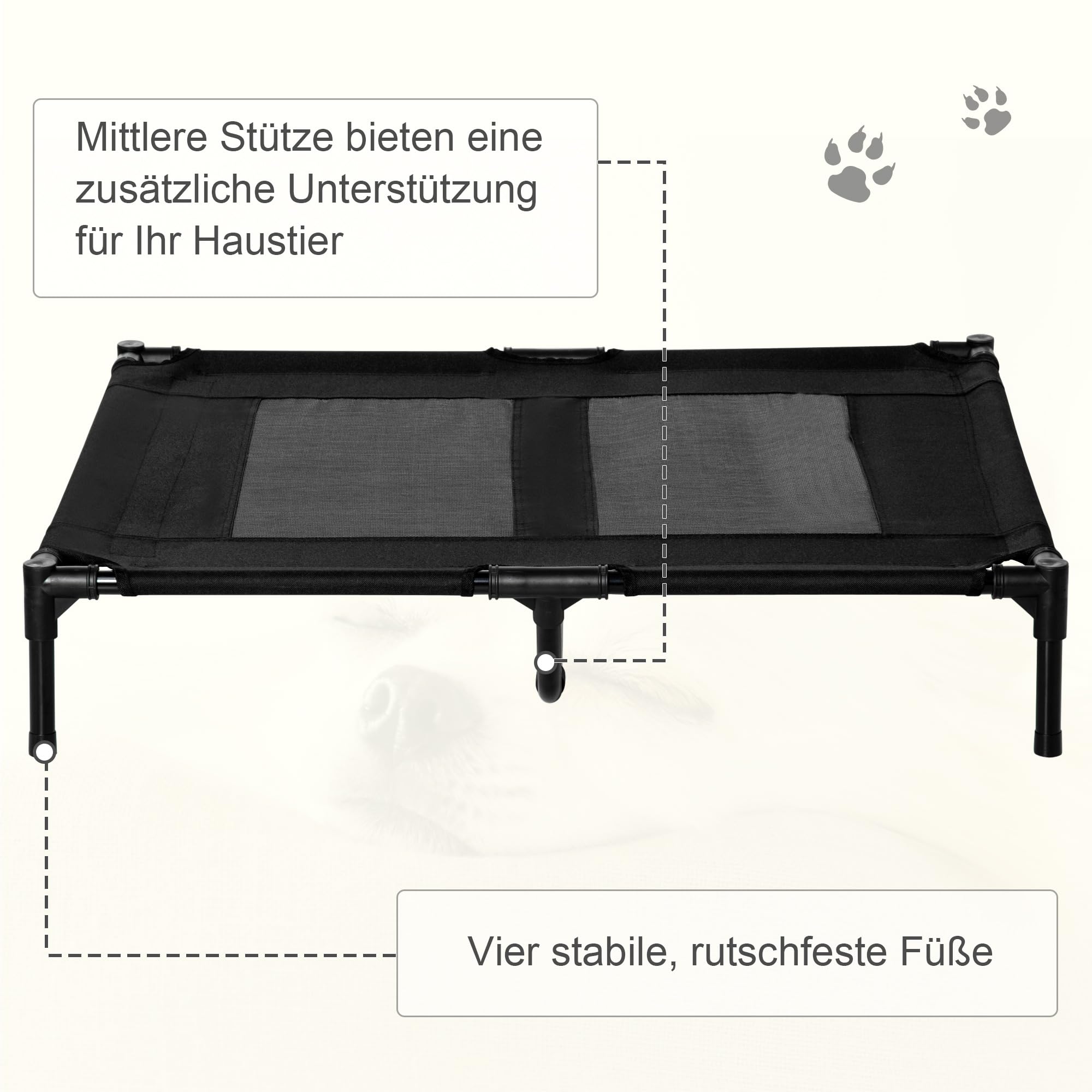 PawHut hondenmand met luifel, verhoogde hondenmand, hondenmand met dak, ademend, taft-stof koffie 76 x 61 x 76 cm