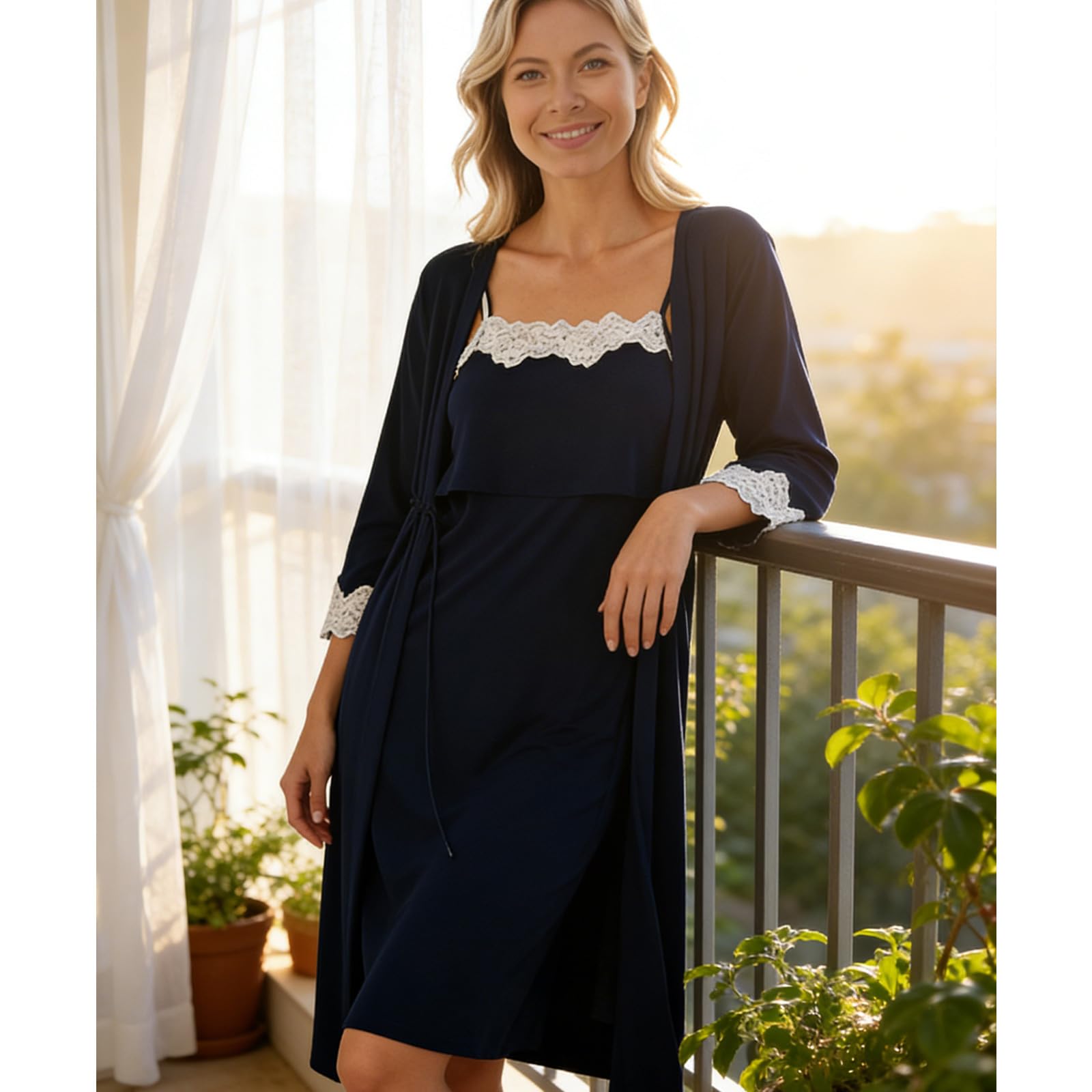Comoda camicia da notte per allattamento, con aperture laterali, in morbido tessuto per gravidanza e post-parto, comodo vestito da casa per l'allattamento