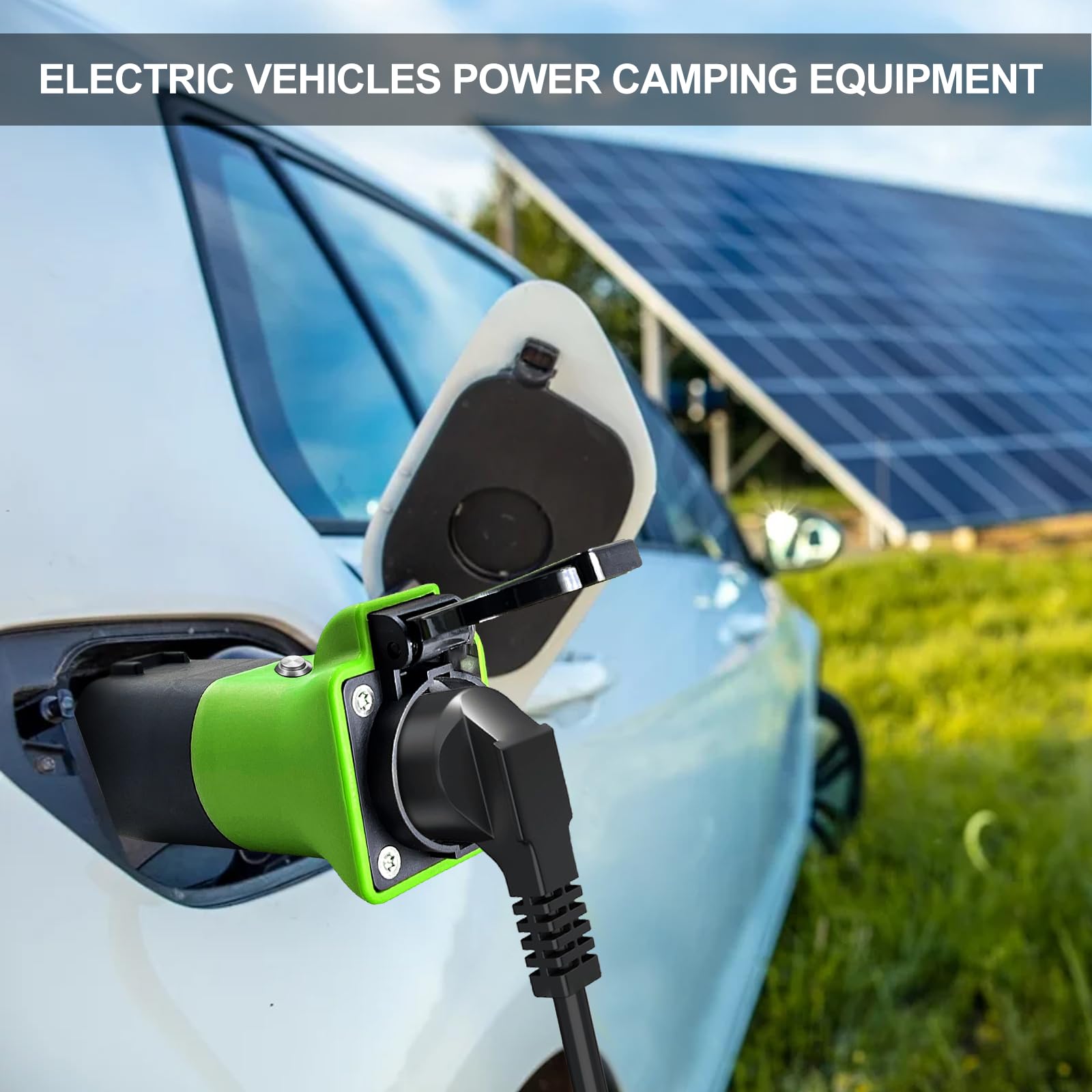VOBOR Adapter V2L do EV, typ 2 na Schuko, 3,5 kW, 16 A, 220 V, pojazd ładowany, wodoodporny (zielony)