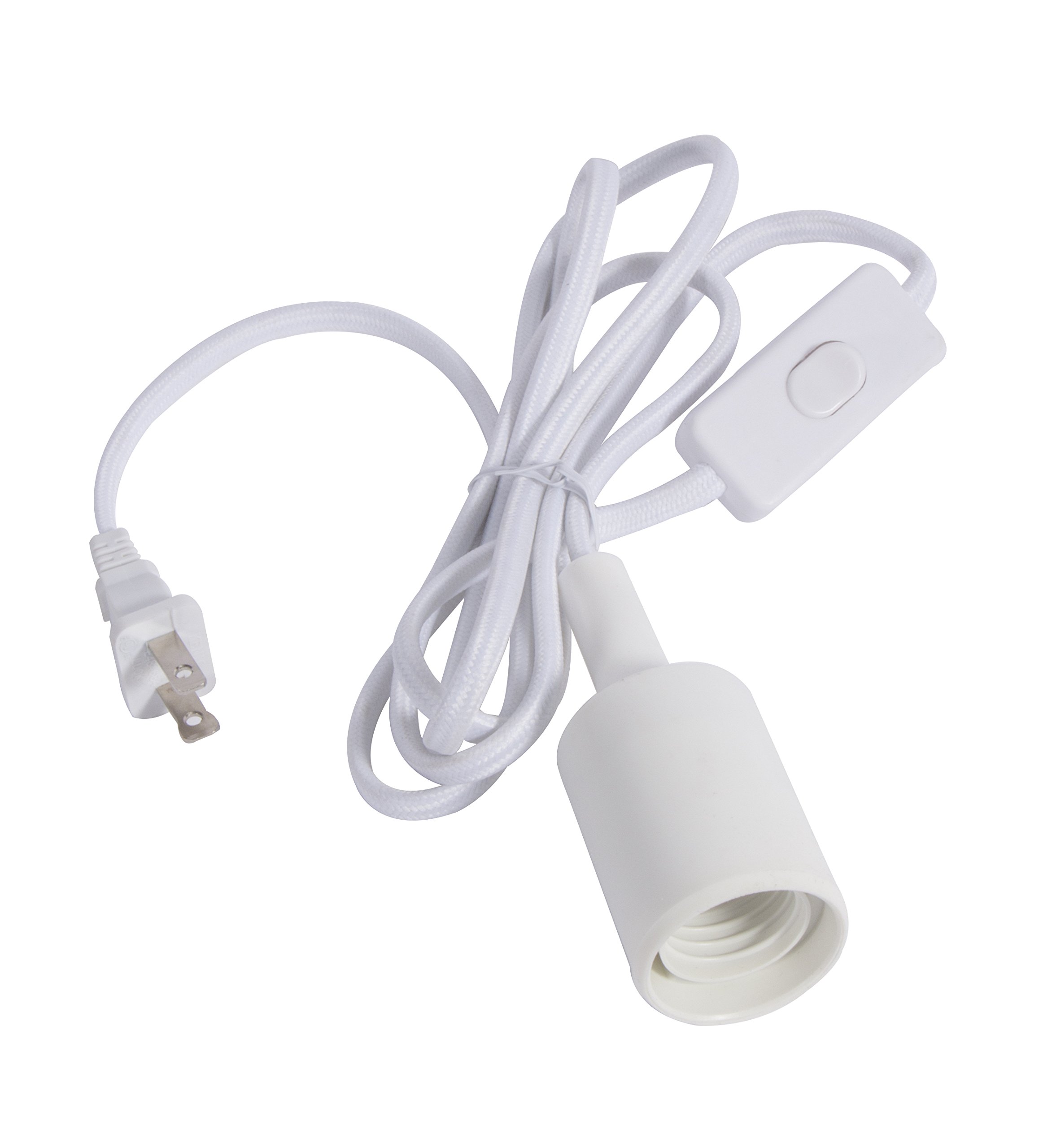 Pendant Hanging Lantern Cord Cable with E26/E27 Socket & On/Off Switch,5.9Ft Hanging Lantern Cord Cable(White)