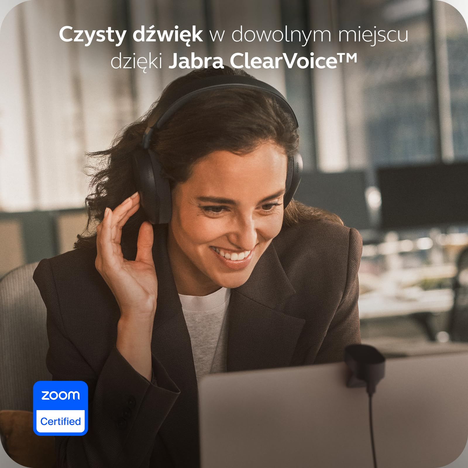 Jabra Evolve3 85 Bezprzewodowy Zestaw Słuchawkowy Bluetooth Nauszny, Czarny | Z Mikrofonem do Pracy, USB-C, AI Połączenia, Adaptacyjna Aktywna Redukcja Szumów, 25h Bateria, do Aplikacji Meetingowych