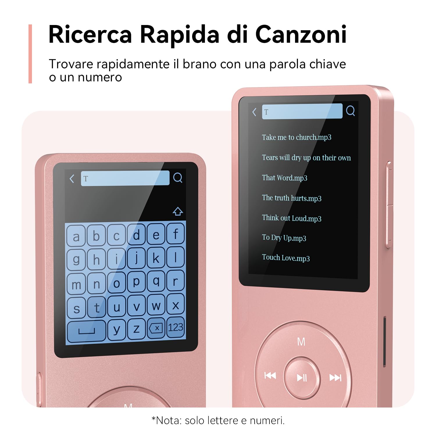 64GB Lettore MP3 Bluetooth 5.3, AGPTEK MP3 Lettore con Altoparlanti Sportivo, Musicale HiFi Lossless Portatile, Radio FM/Registrazione, (Cuffie Non Incluse), Rosa