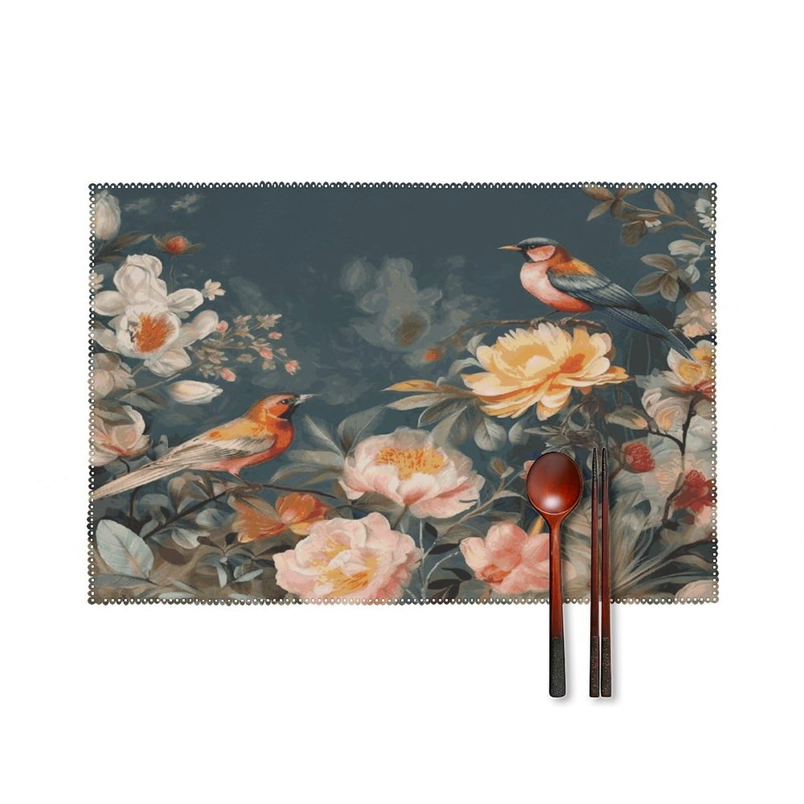 Fodpand Style Flowers Birds Placemats Set Of 4 Place Mats Table Mats