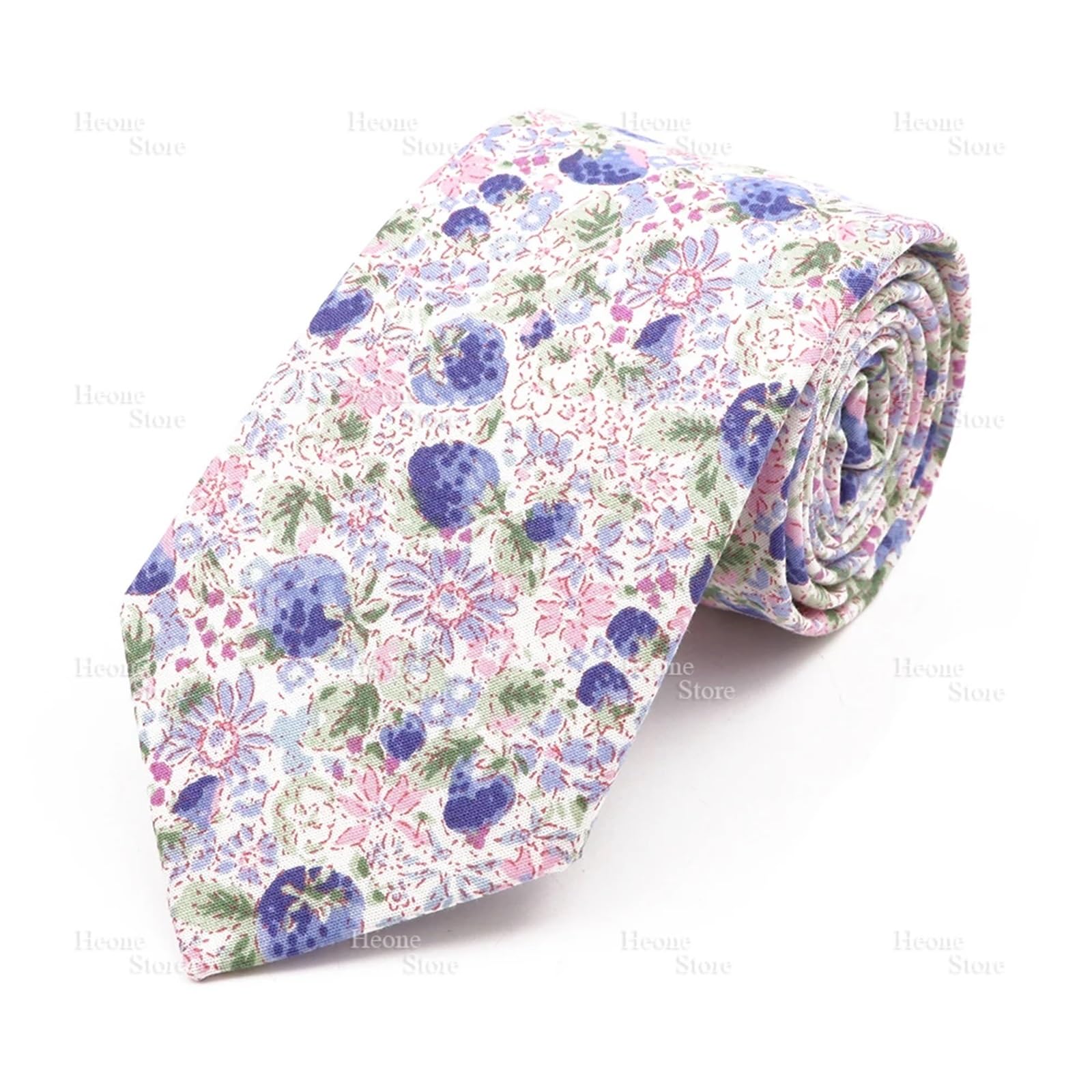 Lckkjhg Men's Grass Green Neck Ties For Chic Floral Necktie Cotton Tie For Beautiful Flower Pattern Cravat Light Color Casual Narrow Skinny Suit Accessory(Grass Green)