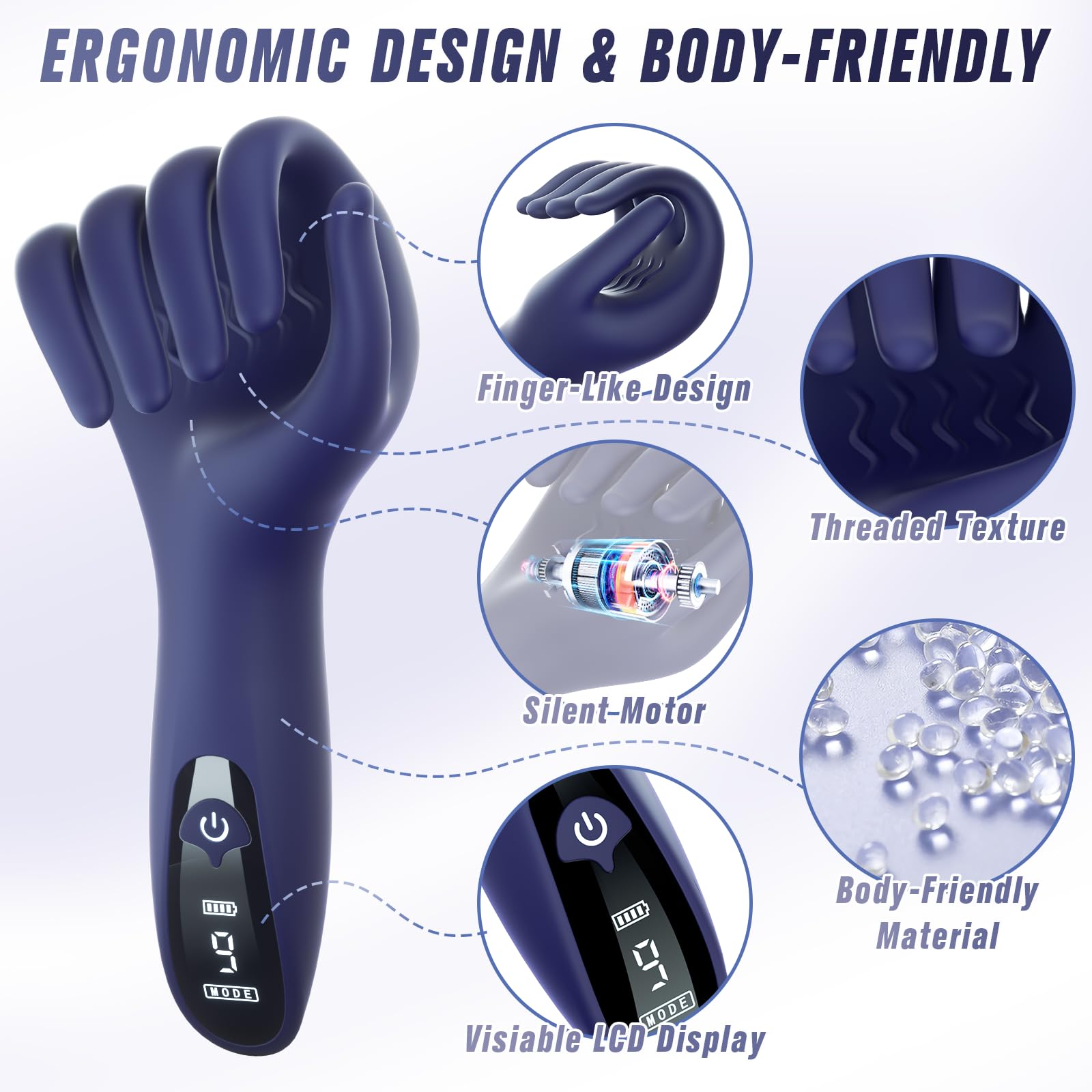 Male Sex Toys Penis Vibrator - Male Masturbator Stroker for Penis Glans Clit Nipple Stimulation, Adult Toys Finger-Shaped Trainer, 9 Strong Vibrating Modes & LCD Display, Sex Toy for Men Women Couples