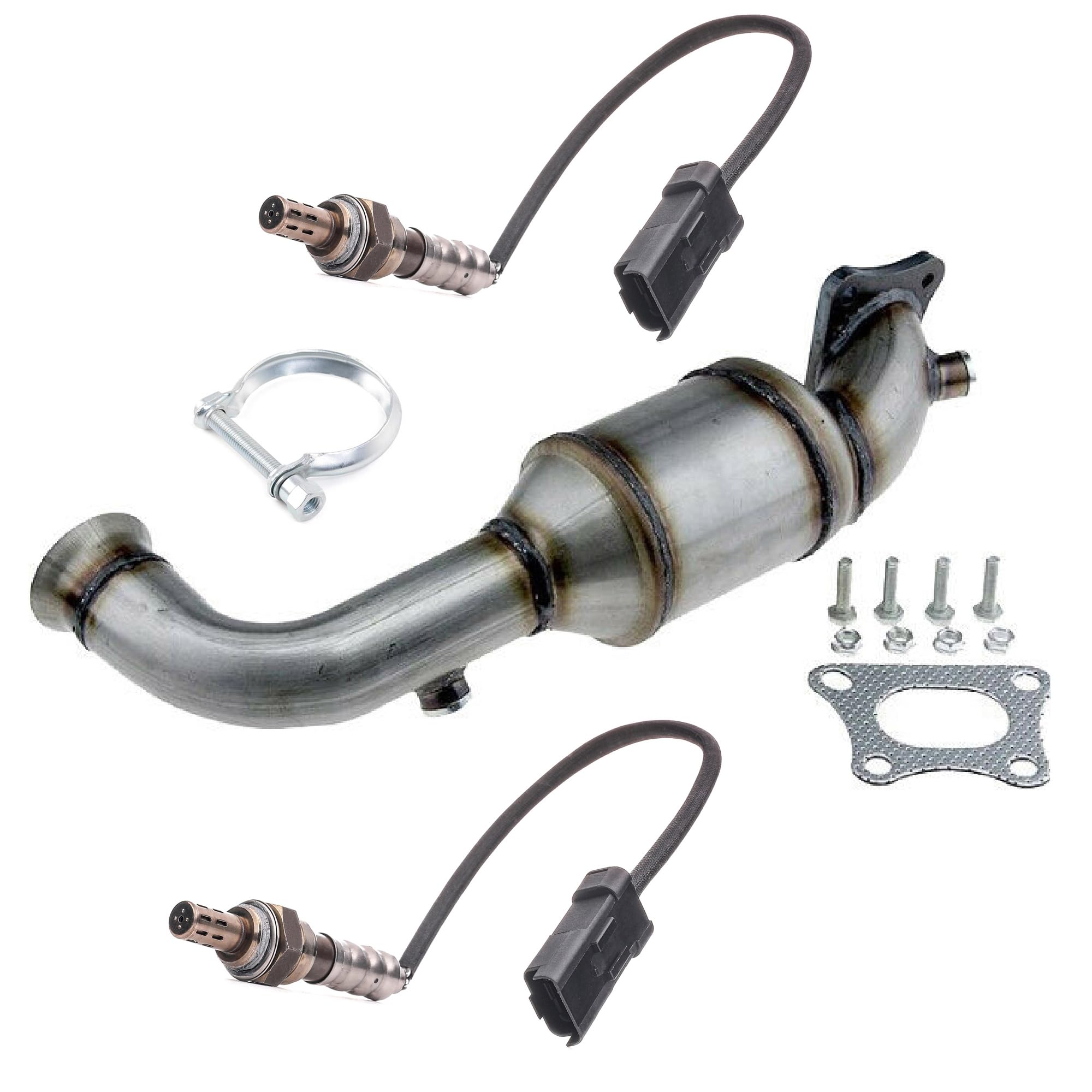 Partsline Kit Catalyseur AVEC 2 Sondes ET Collier d'Échappement compatible avec C1 II, C3 II, C4 Cactus, C-Elysée, DS3, 108, 2008, 208, 301, 308 II, Aygo 1.0 1.2 VTi - 9672883980 3649378 3639472