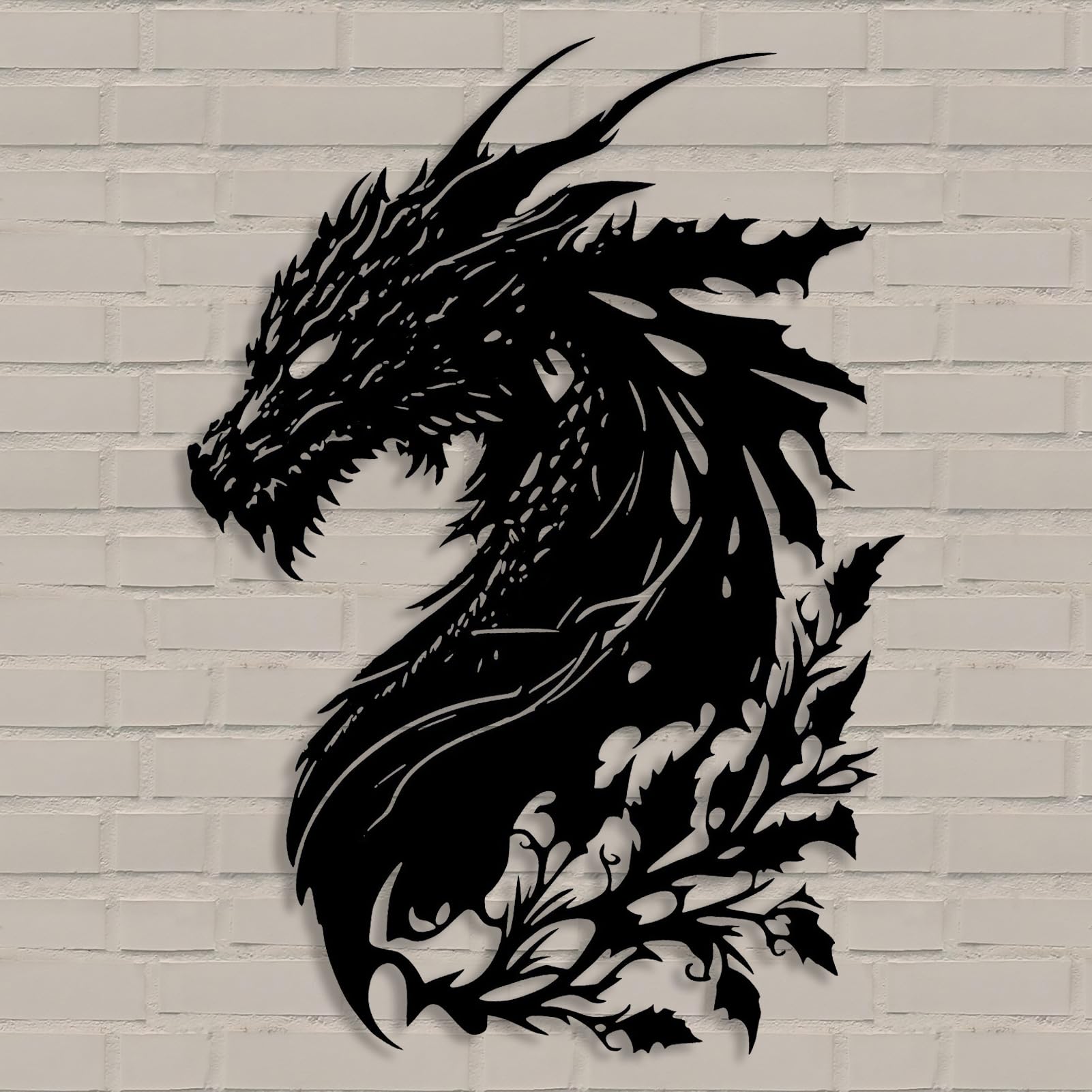 Dragon Metal Wall Art Medieval Decor Fantasy Decorations for Living Room Bedroom Office Man Cave Decor for Men Dragon Lover's Gifts (14.2 In X 11.4 In